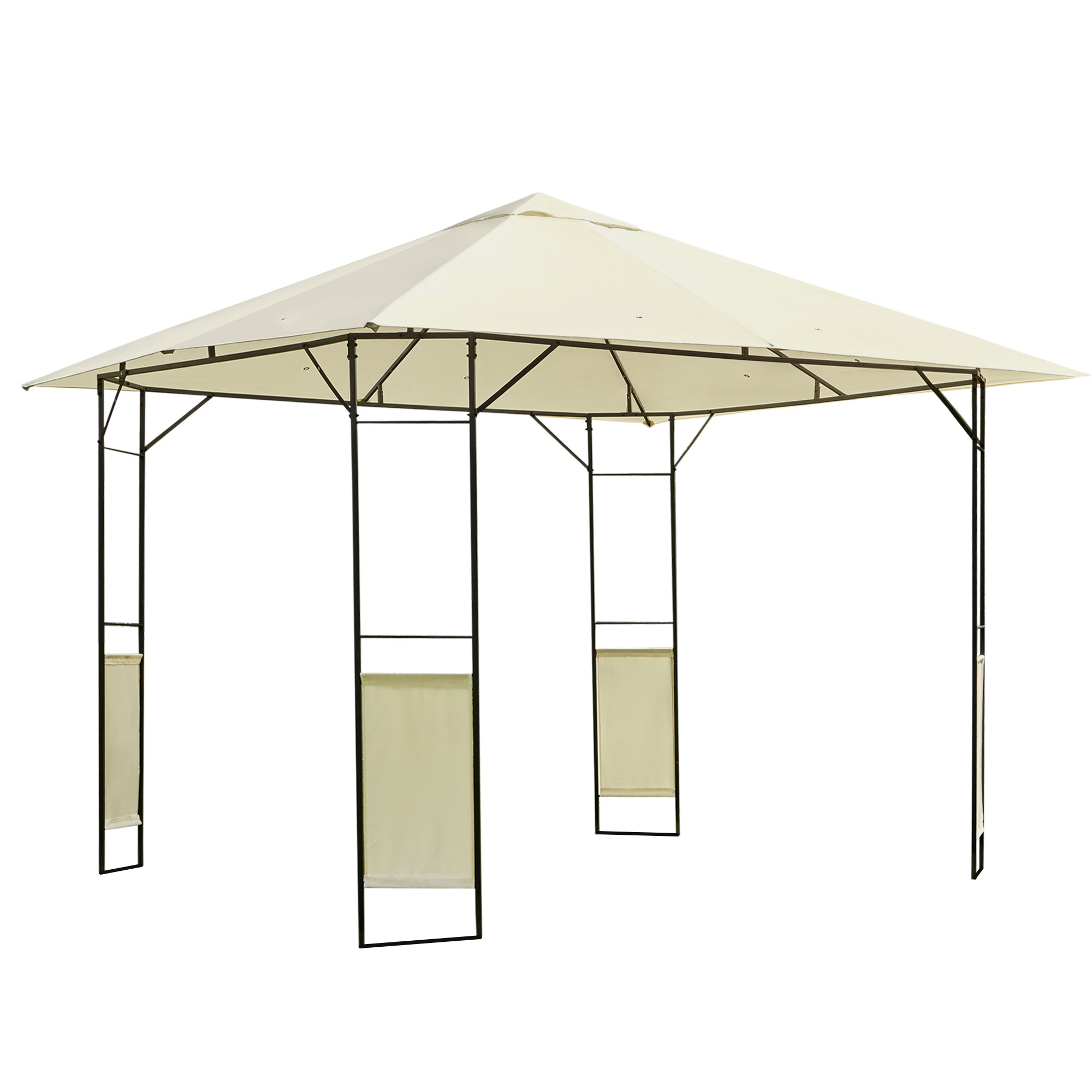 3 x 3 Metre Metal Garden Gazebo with Water-Resistant Canopy - Cream