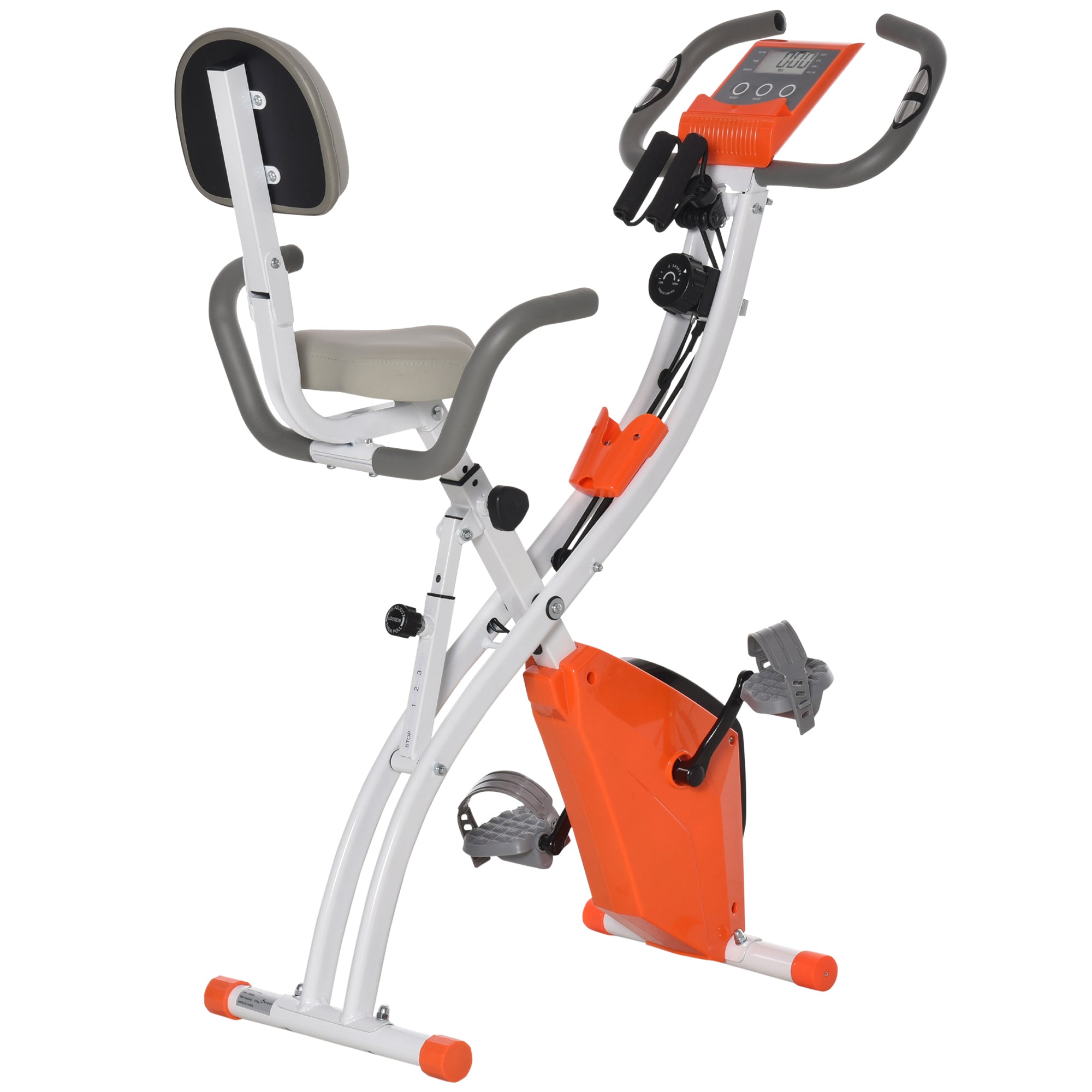 2-in-1 Foldable Exercise Bike with Magnetic Resistance and Arm Bands - Orange