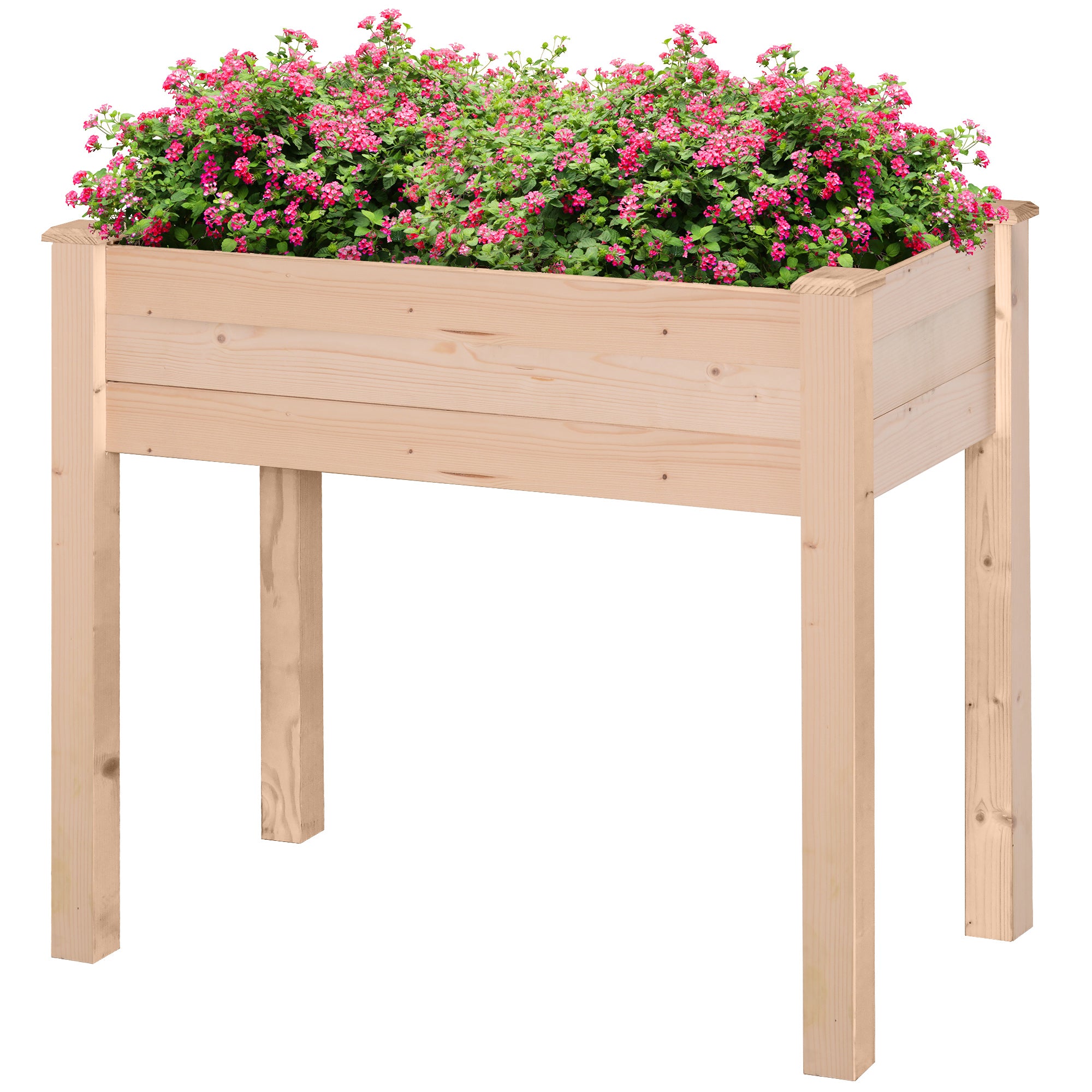 Rectangular Raised Fir Wood Garden Planter Bed - Oak Tone