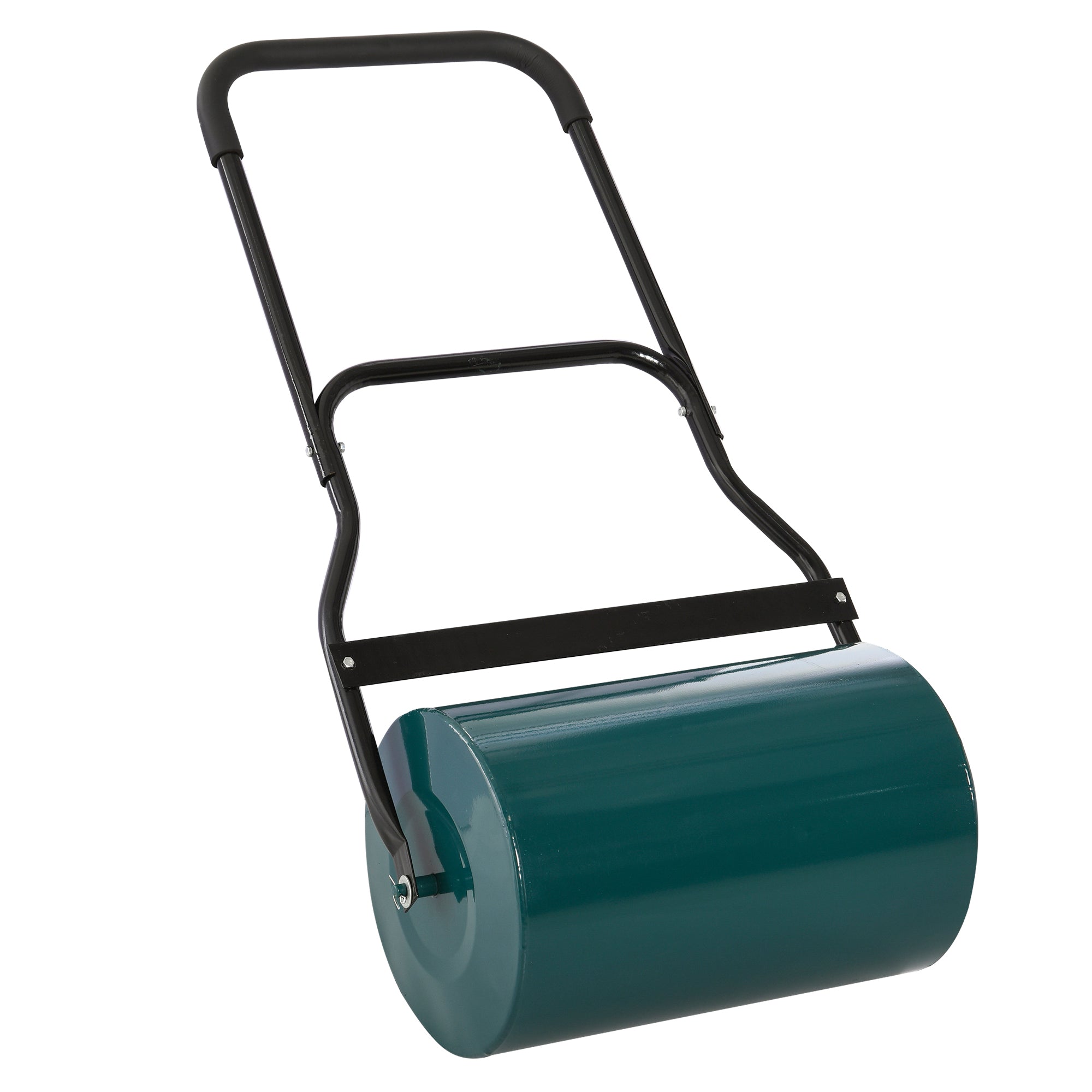 40L Steel Lawn Roller with Collapsible Handle for Even Lawn - Green