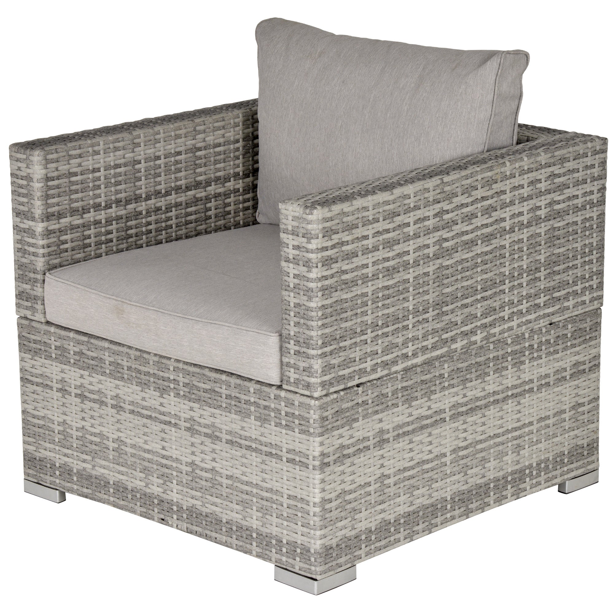 1 Seater Outdoor Rattan Sofa Chair with Padded Cushion - Grey