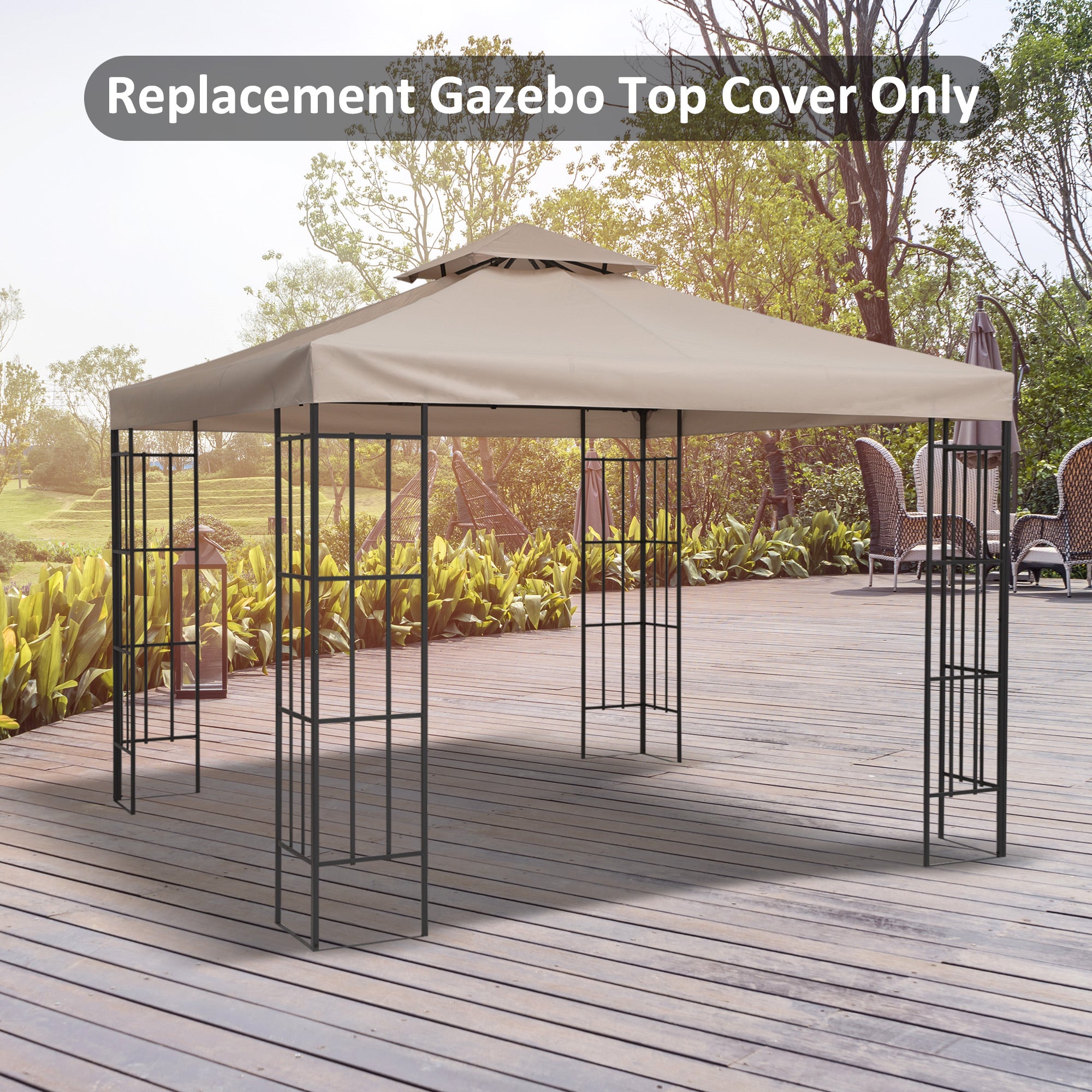 3x3 Metre Double Tier Gazebo Canopy Top Cover - UV Resistant Deep Beige