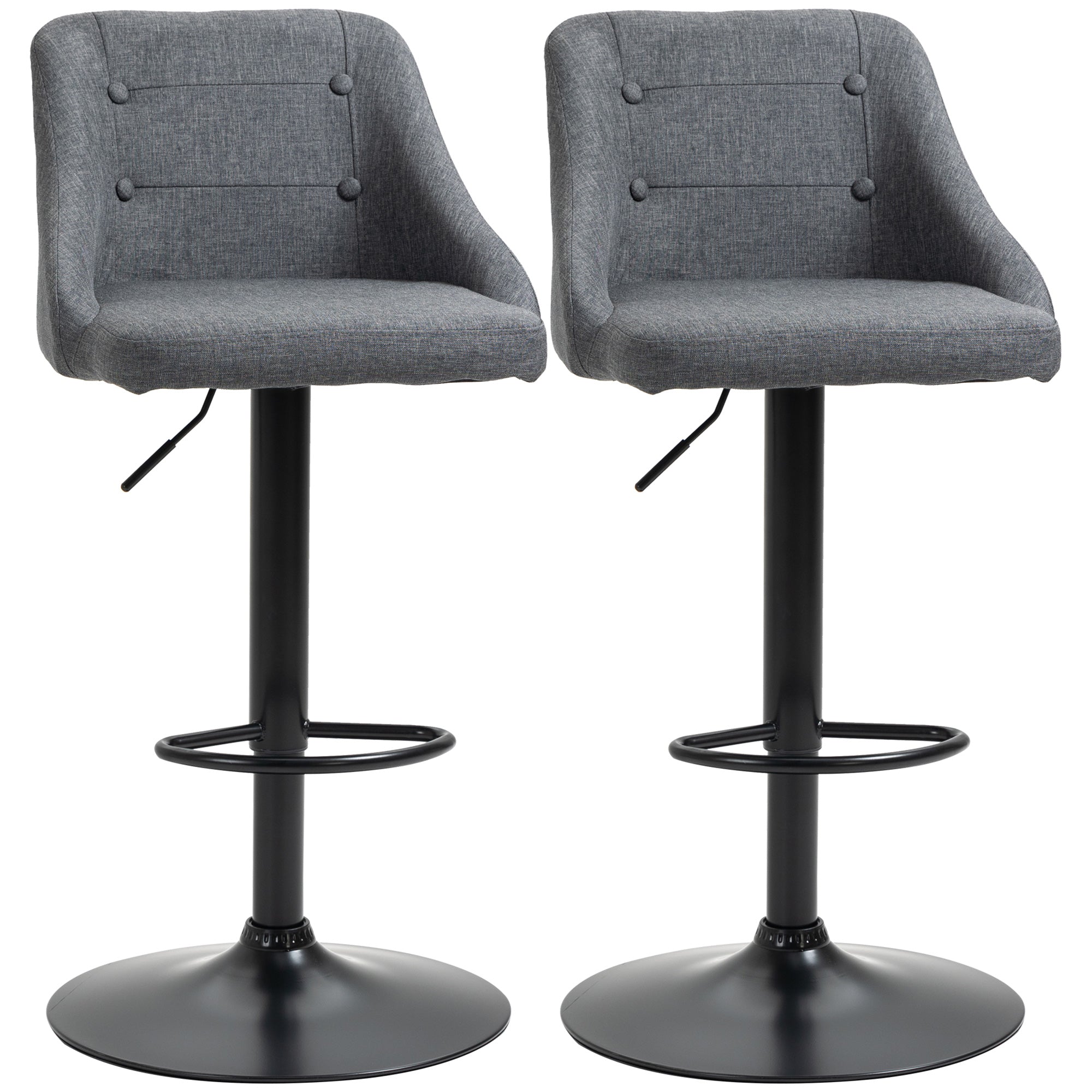 Modern Adjustable Swivel Bar Stools Set of 2 - Dark Grey
