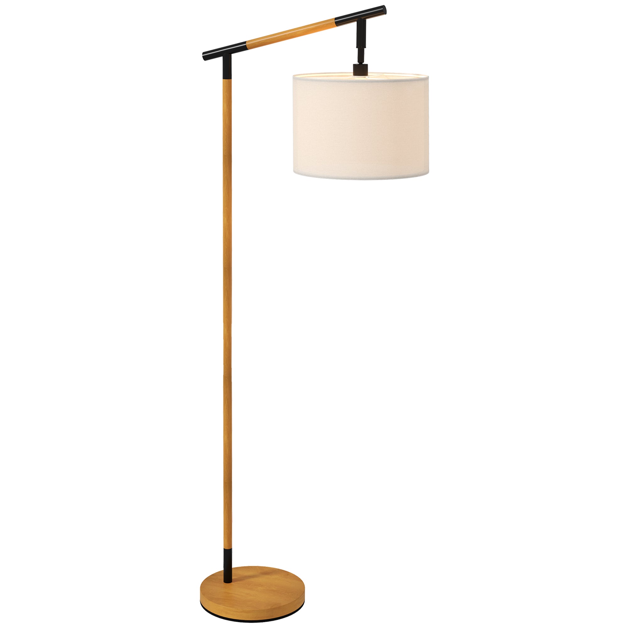 Modern Floor Lamp with 350° Rotating Lampshade, for Living Room and Bedroom, LED Bulb Included, Brown