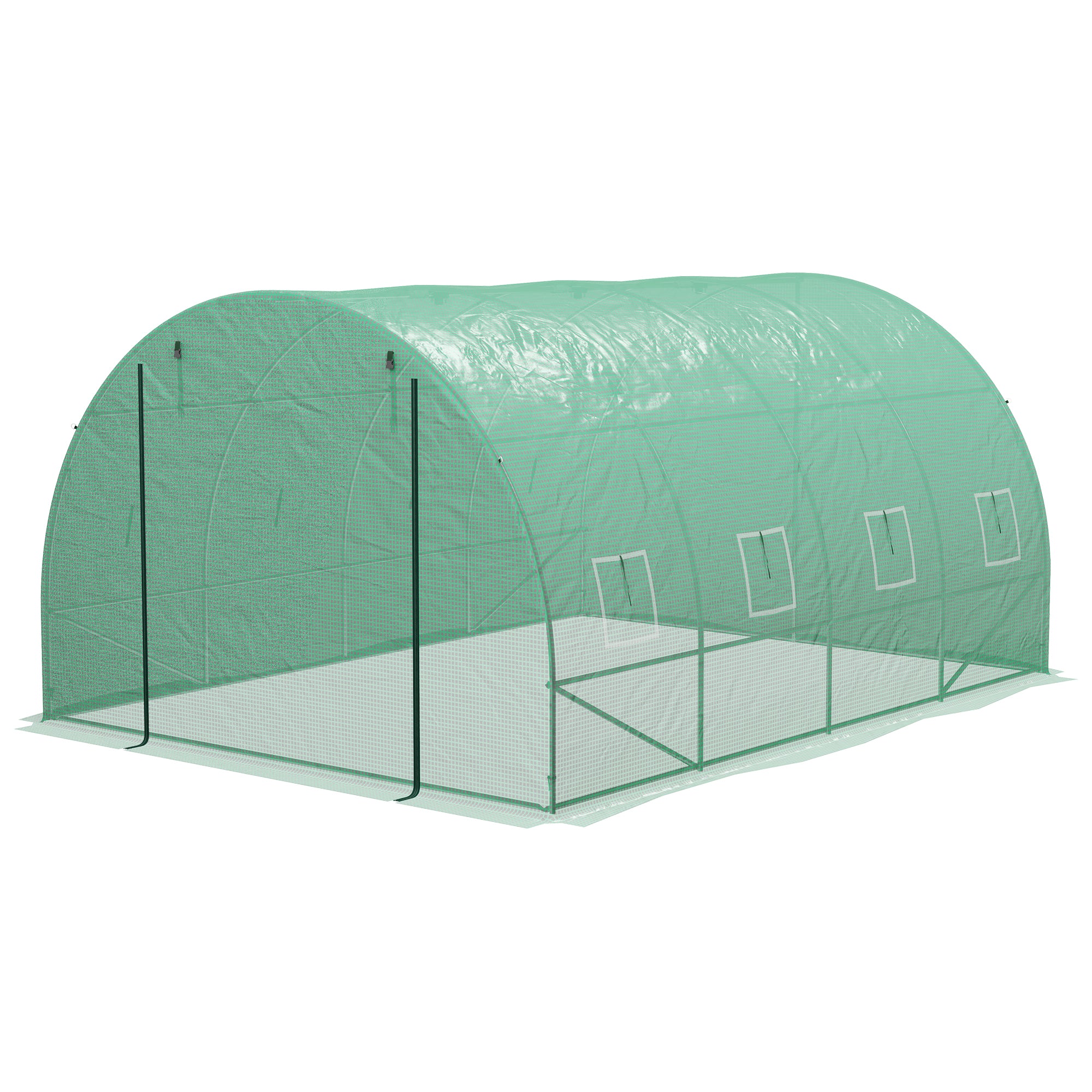 4 x 3 Metre Polytunnel Greenhouse with Integrated Sprinkler System - Green