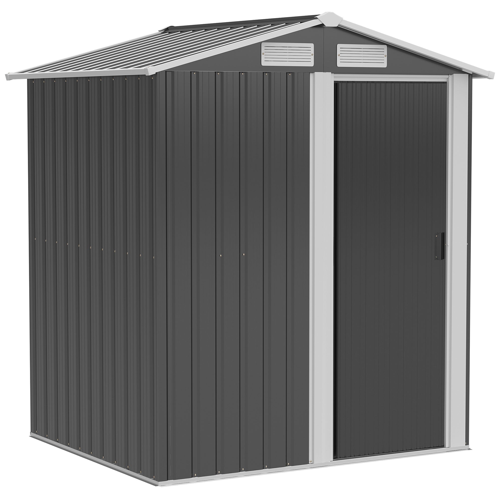 5ft x 4ft Metal Garden Storage Shed with Sliding Door - Grey