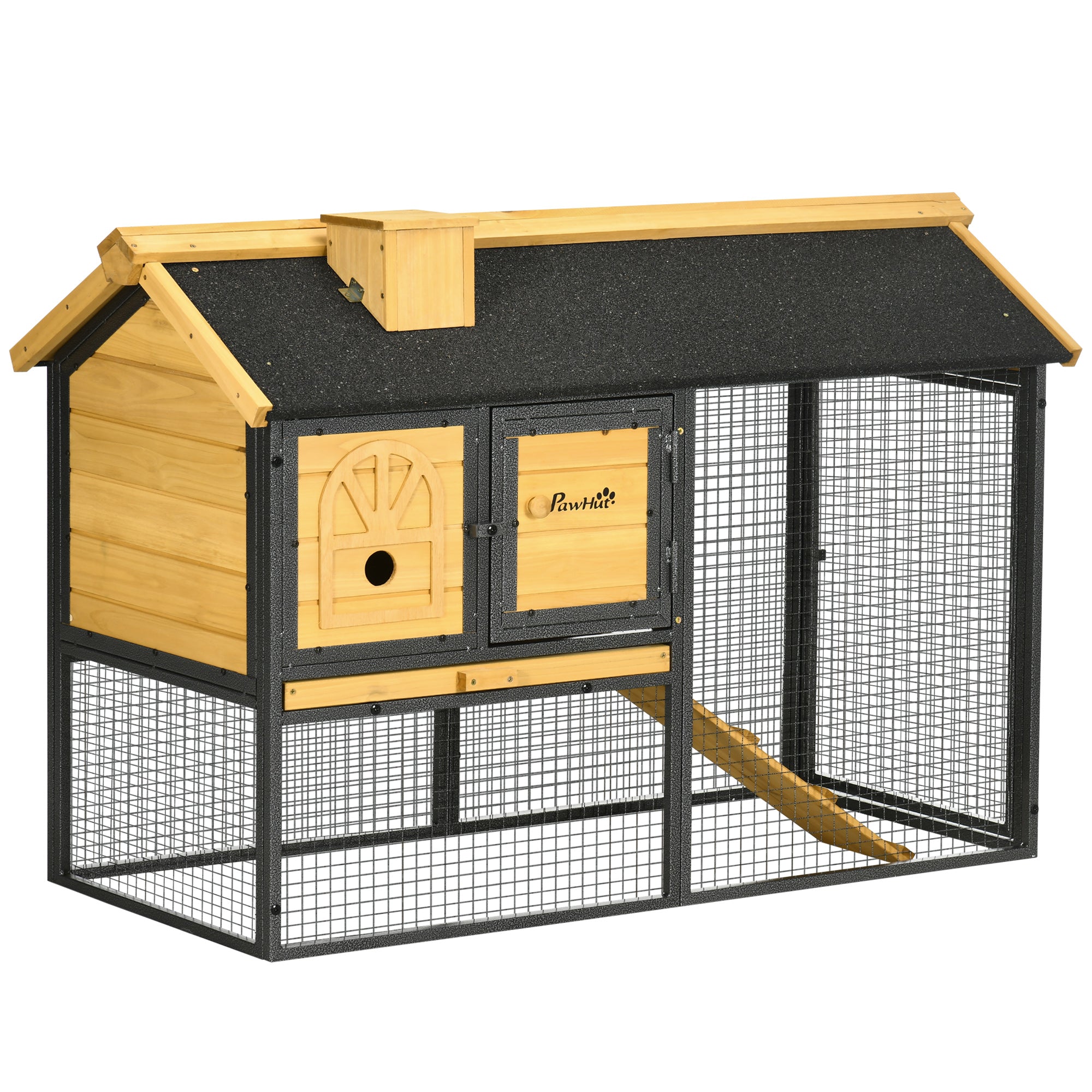 Rabbit Hutch Outdoor Bunny Cage with Run, Removable Tray, Ramp, Small Animal House, 120 x 55.5 x 80 cm