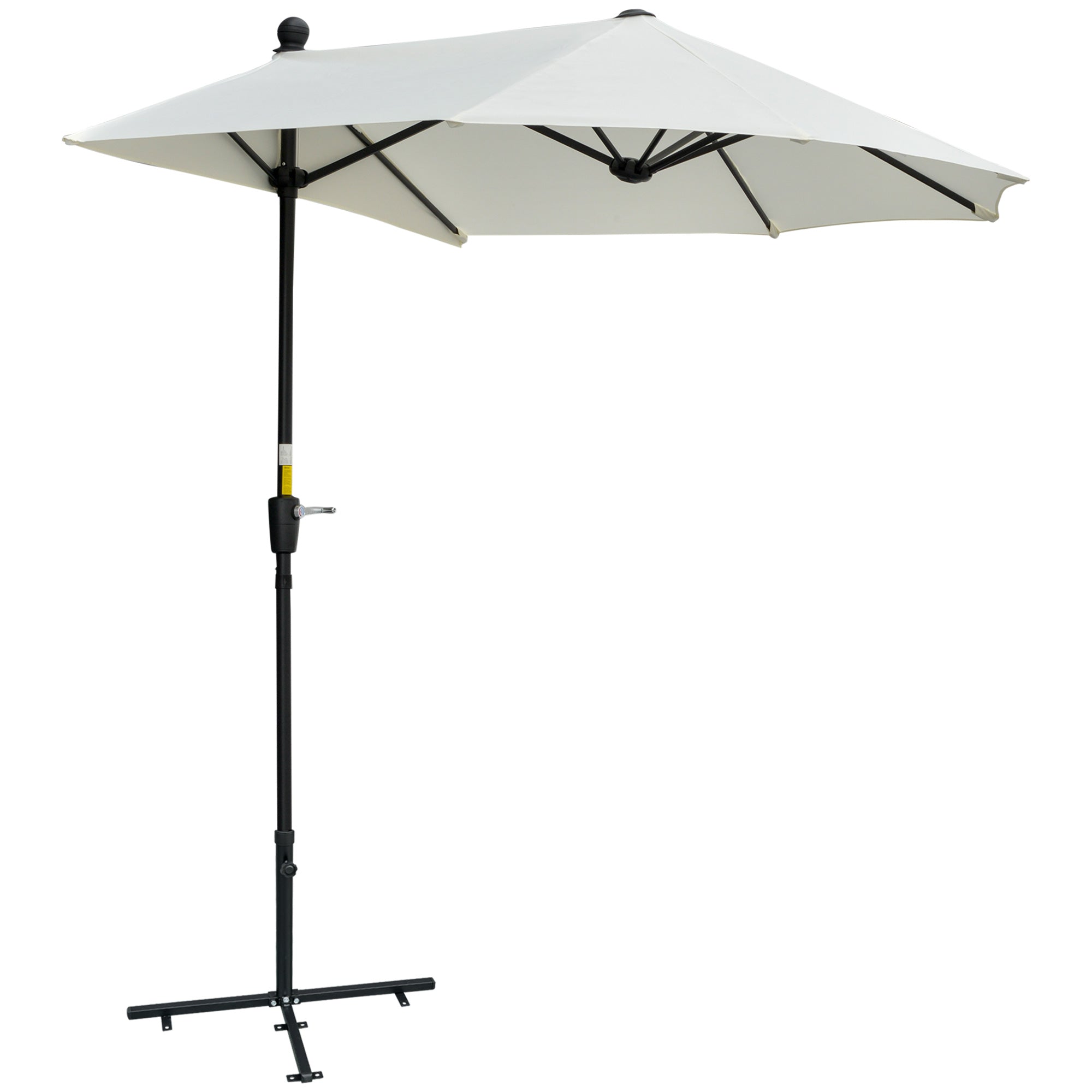 2 Metre Half Parasol with Crank Handle and Double-Sided Canopy Cream White