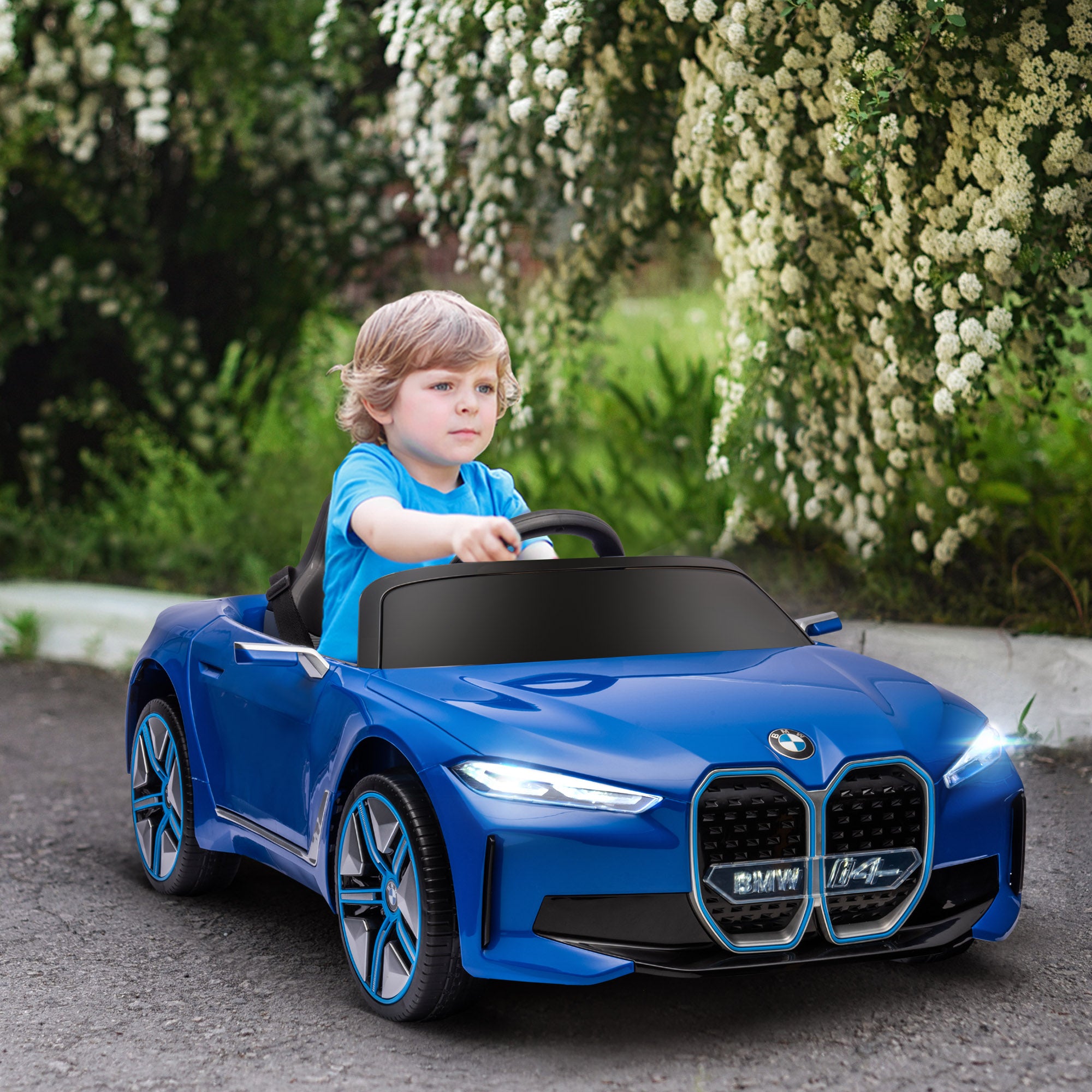 BMW i4 Licensed 12V Kids Electric Ride-On Car - Blue