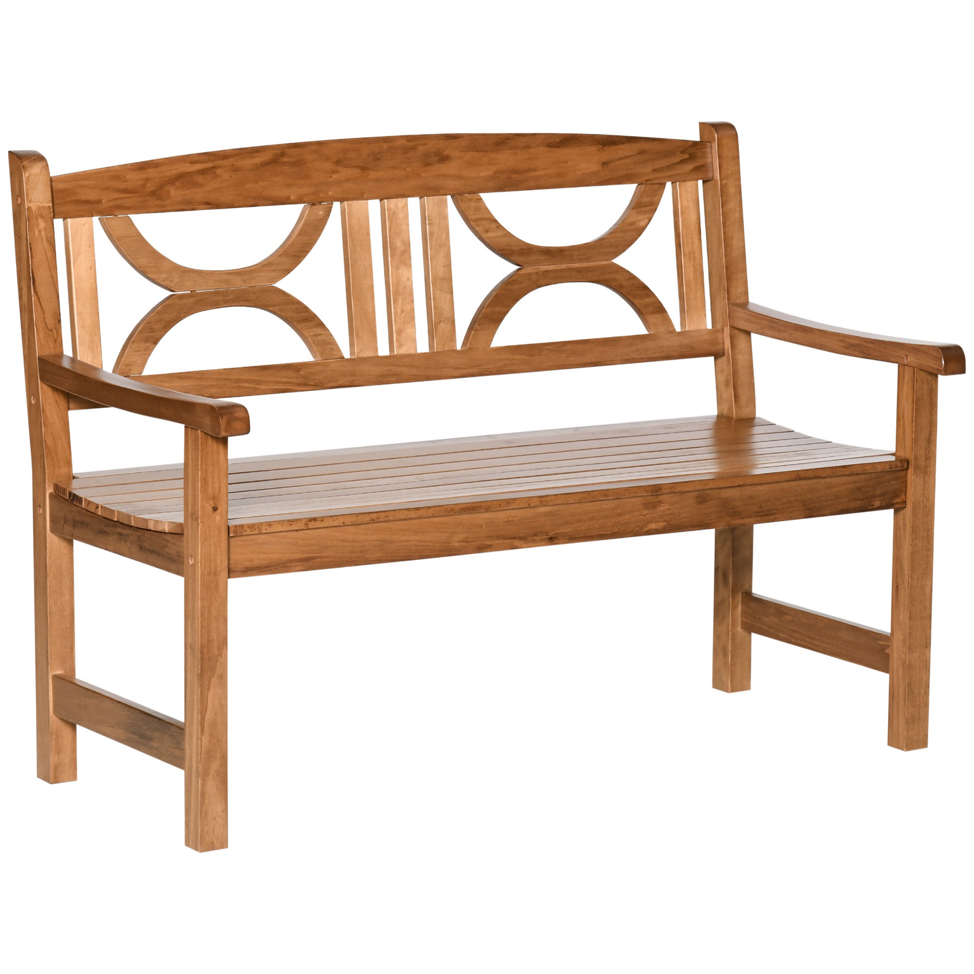 2 Seater Wooden Garden Bench with Weather-Resistant Natural Finish
