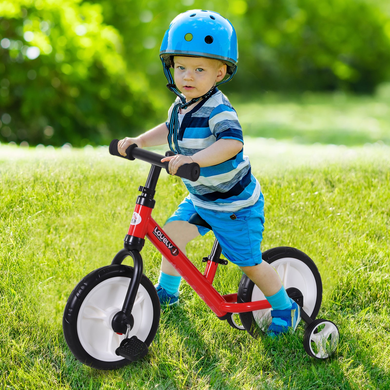 PP Toddlers Removable Stabiliser Balance Bike for Safe Learning - Red