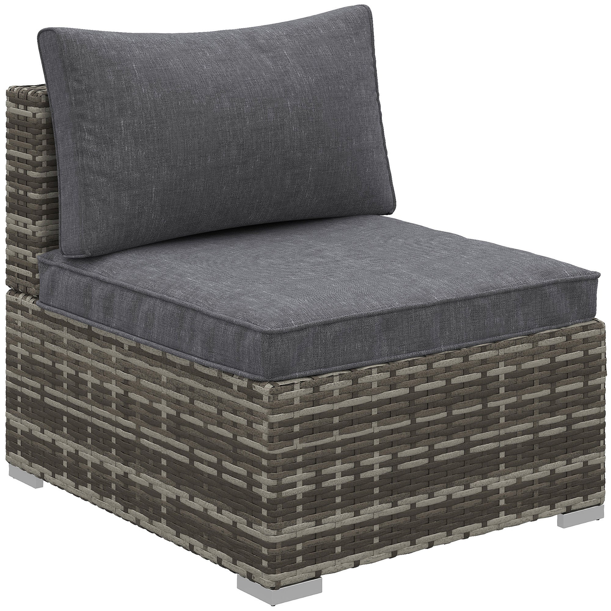 1 Seater Outdoor Rattan Sofa with Cushions - Deep Grey