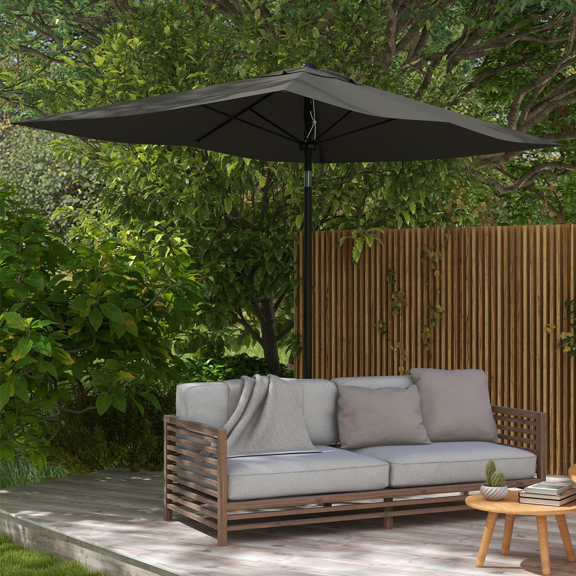 2x3 Metre Rectangular Garden Parasol Set with Crank Tilt - Aluminium Pole