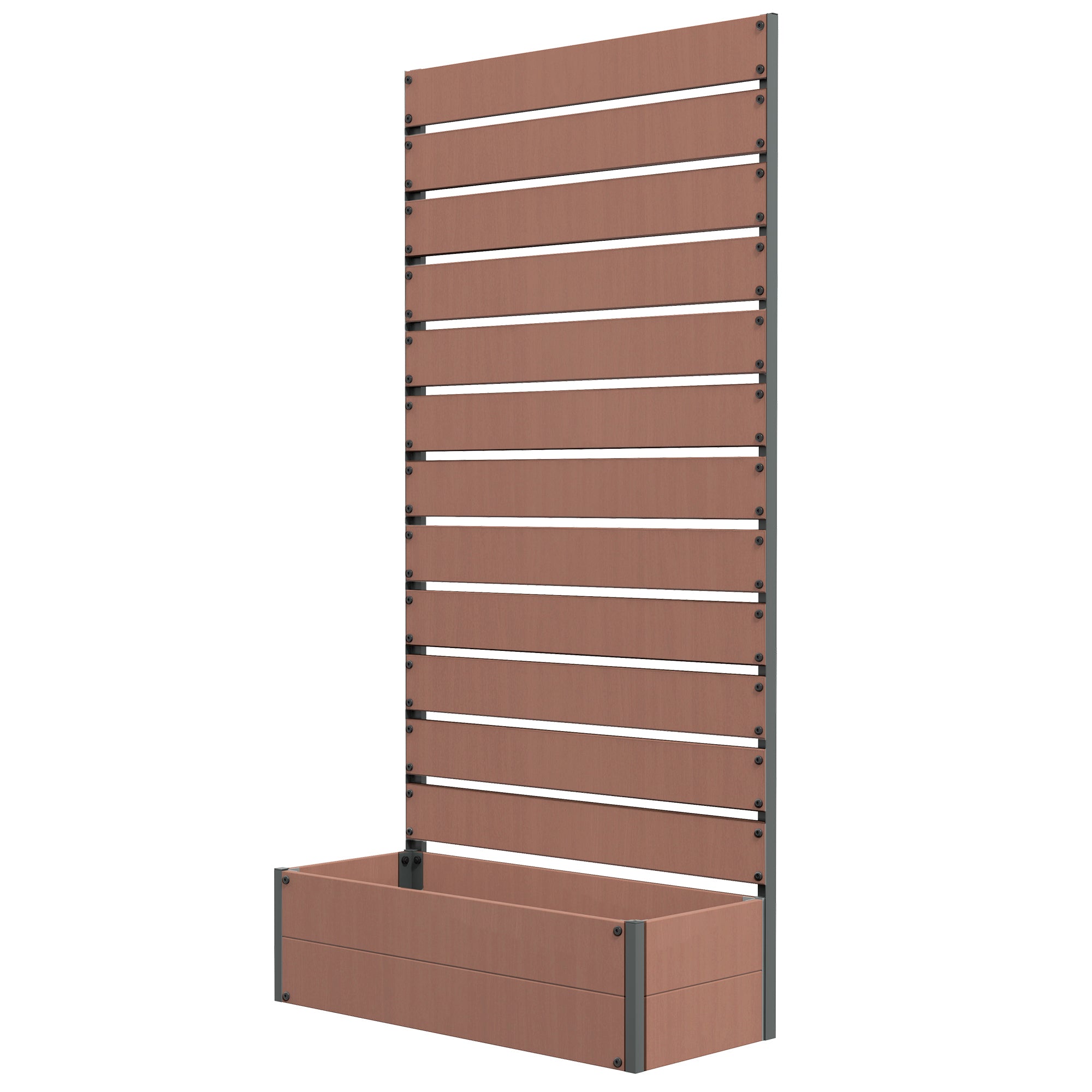 Raised Garden Bed with Trellis and Drainage Gap 90.5x38x180cm - Light Brown
