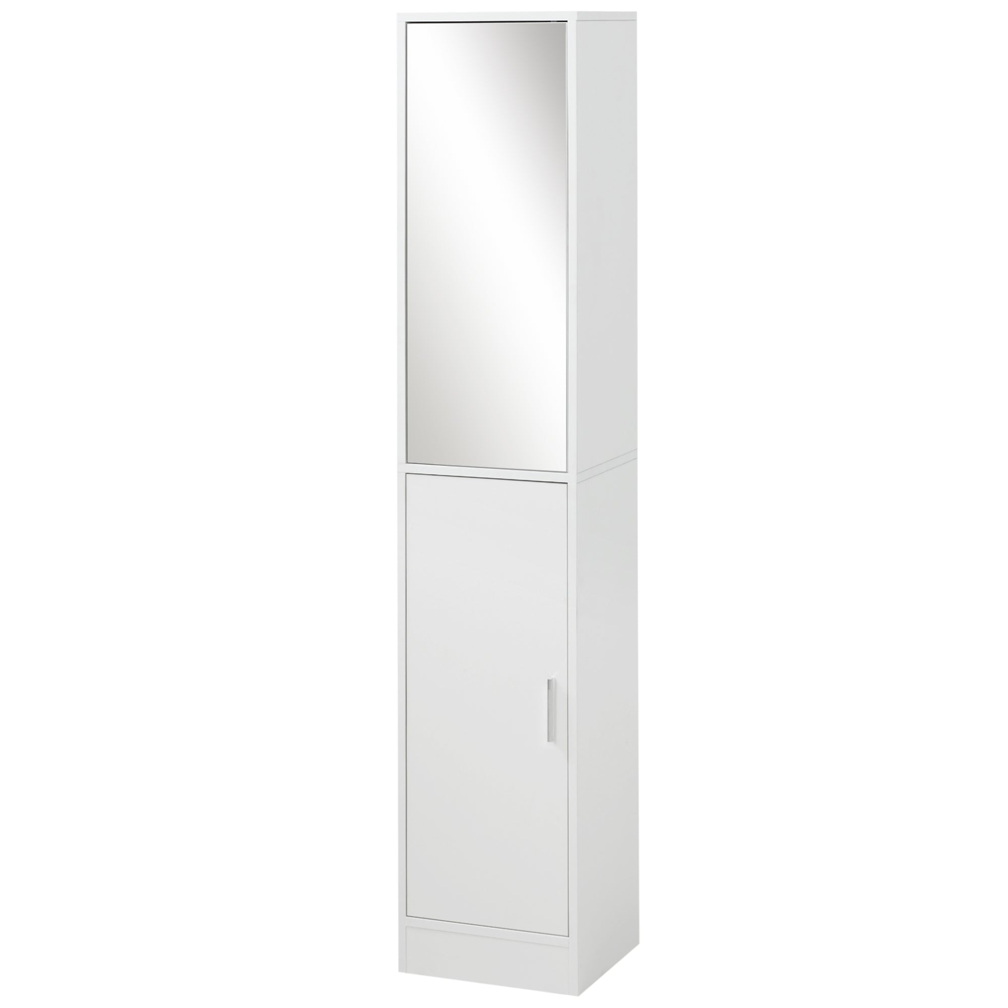 Tall Mirrored Bathroom Cabinet with Adjustable Shelves for Efficient Storage - White