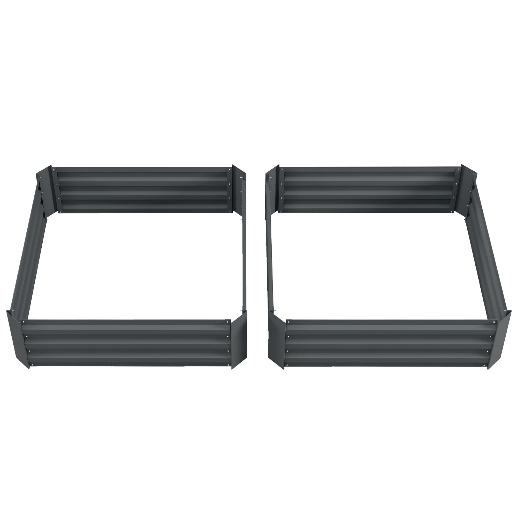 Set of 2 Raised Garden Beds with Open Bottom Drainage - Dark Grey