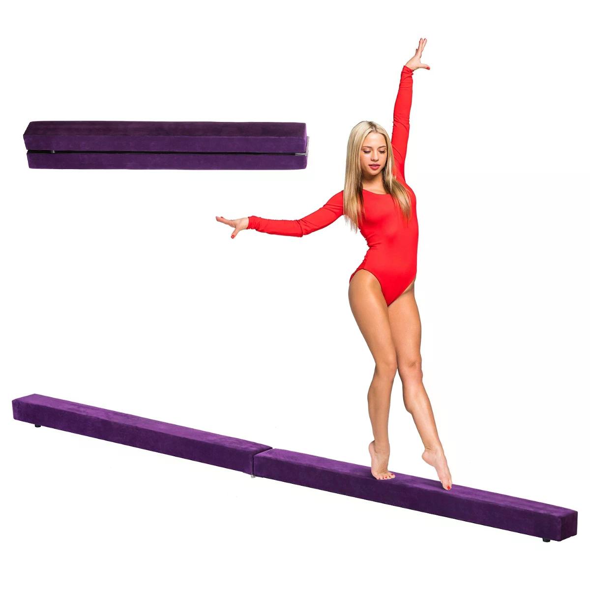 2.4 Metre Balance Beam Trainer with Heavy Duty Suede Cover - Purple
