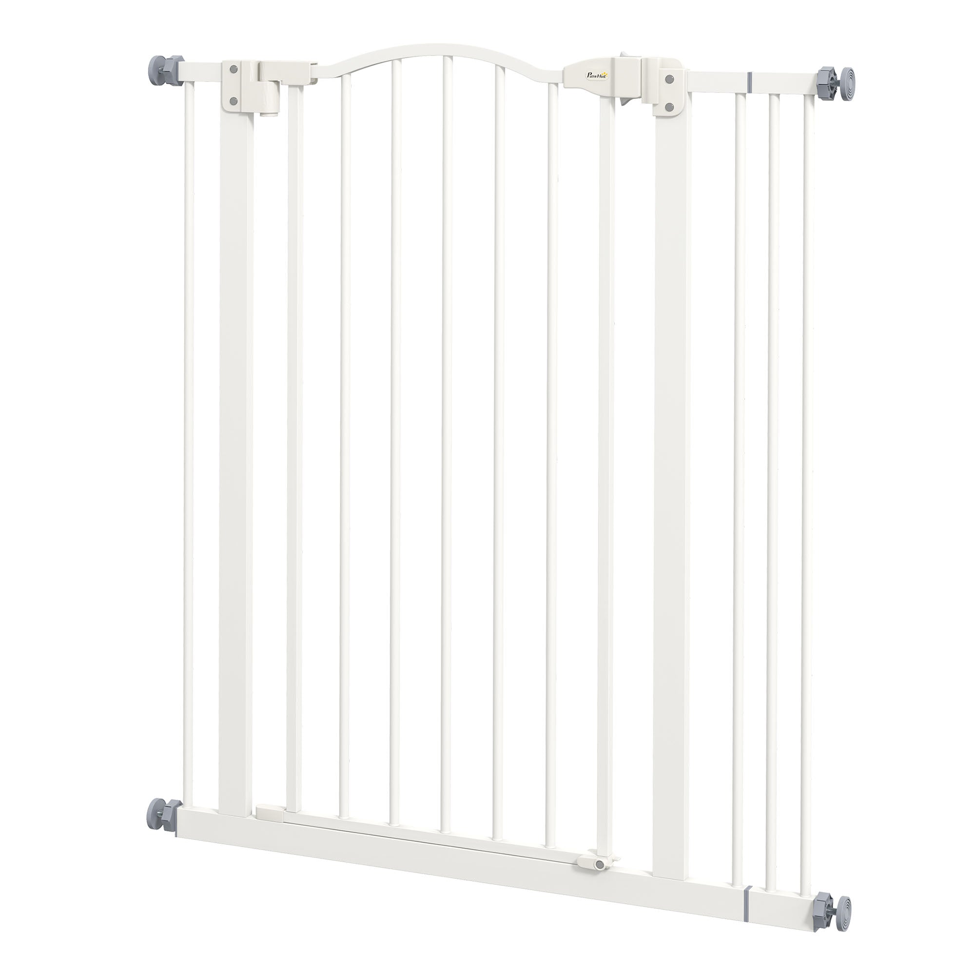 Metal Pet Safety Gate Folding Dog Fence Adjustable Width - White