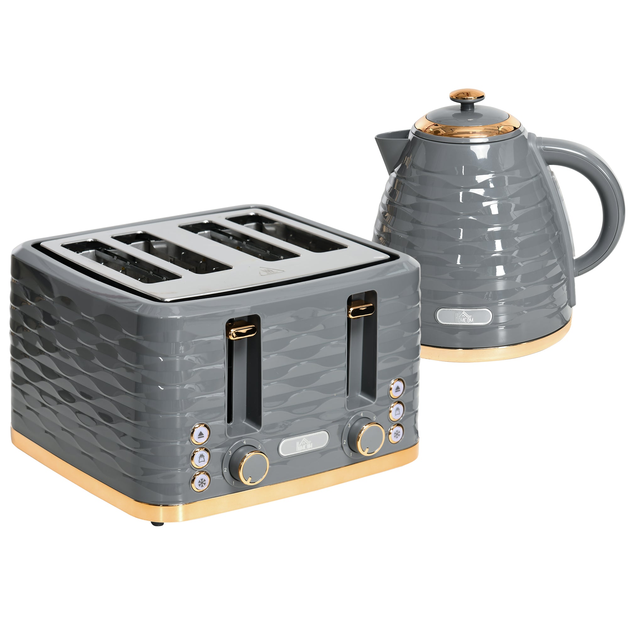 2 Piece 1.7L Kettle and 4 Slice Toaster Set - Grey
