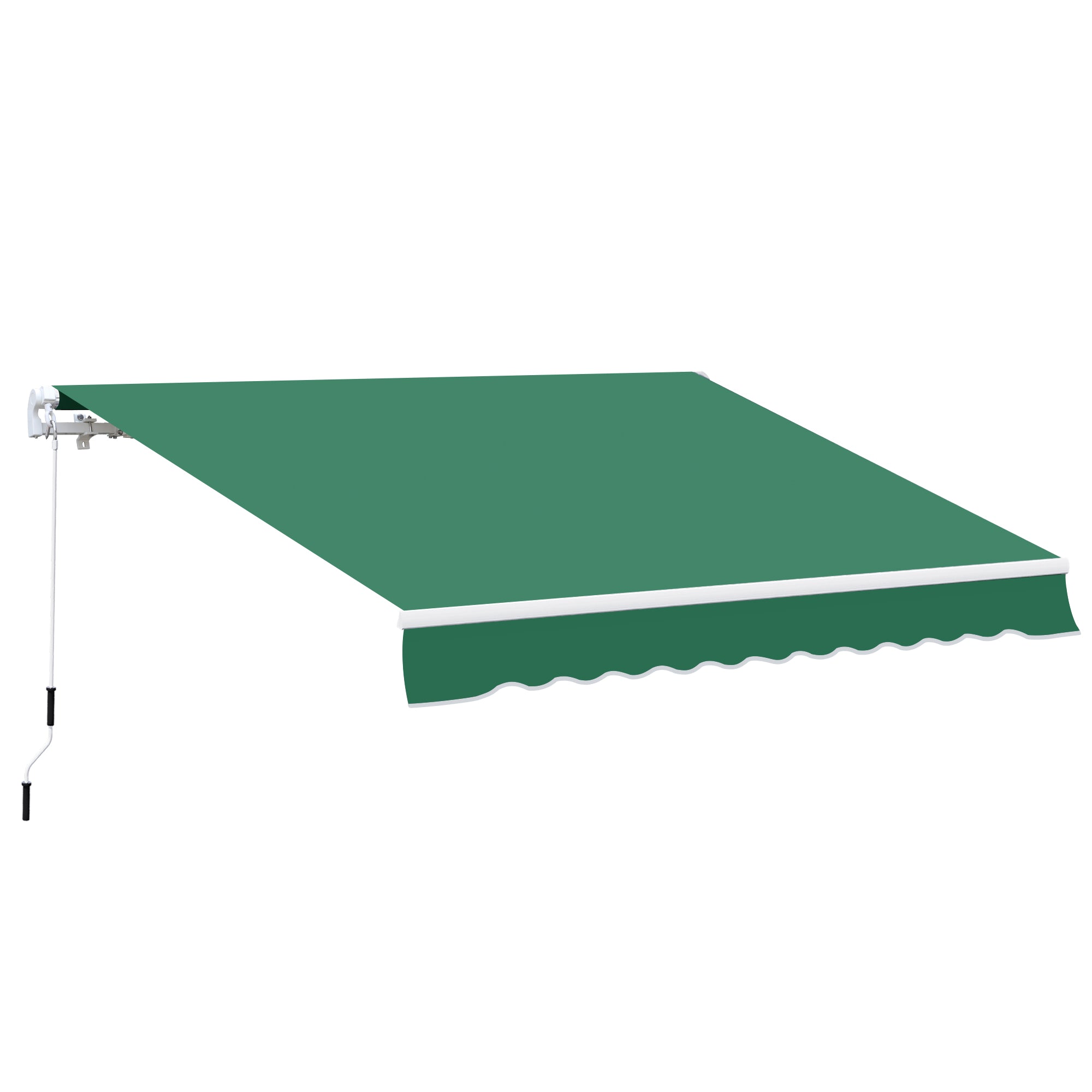 Manual Retractable Awning Canopy Set of 1 - Green Polyester Fabric