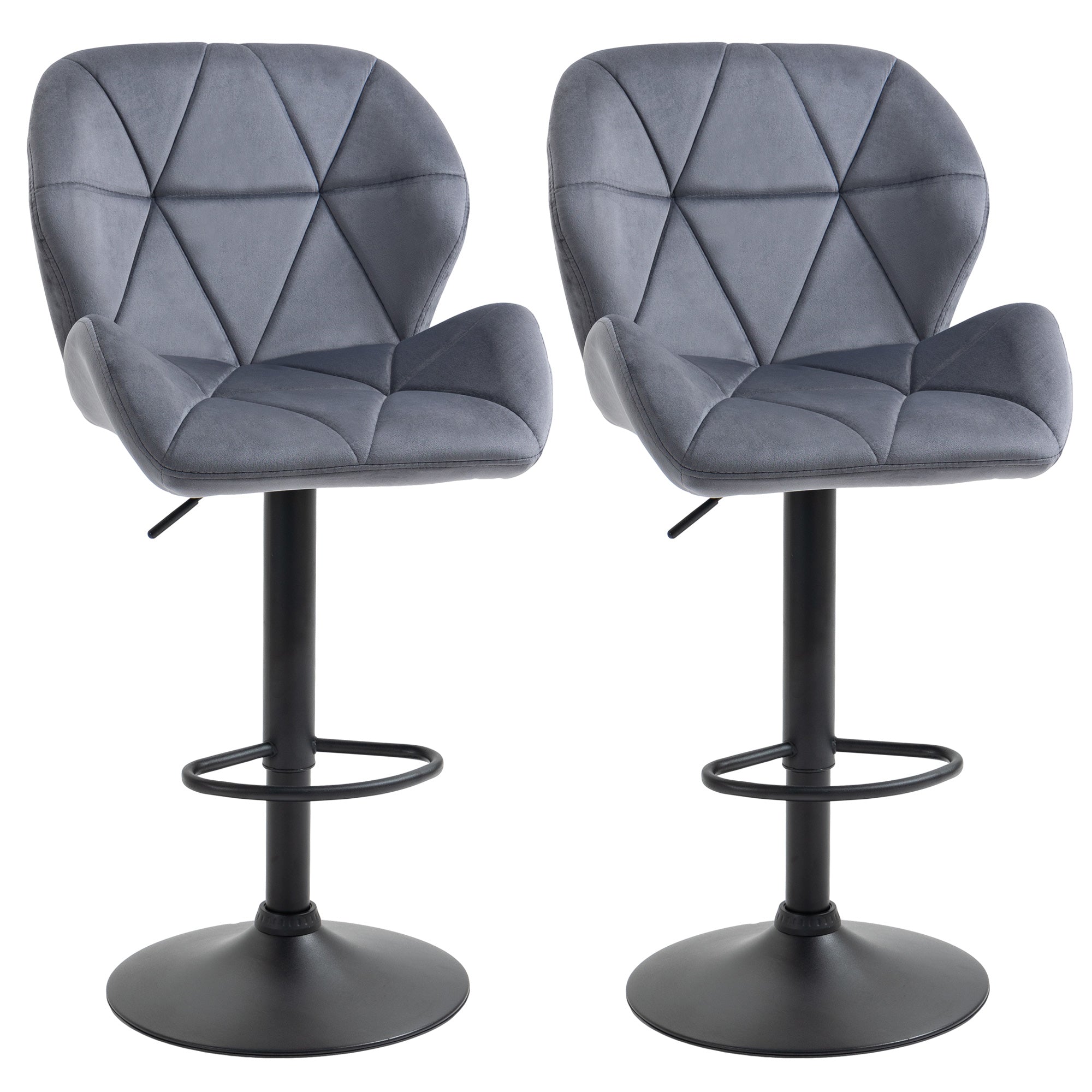 Adjustable Armless Bar Stools with Backs and Footrest - Dark Grey