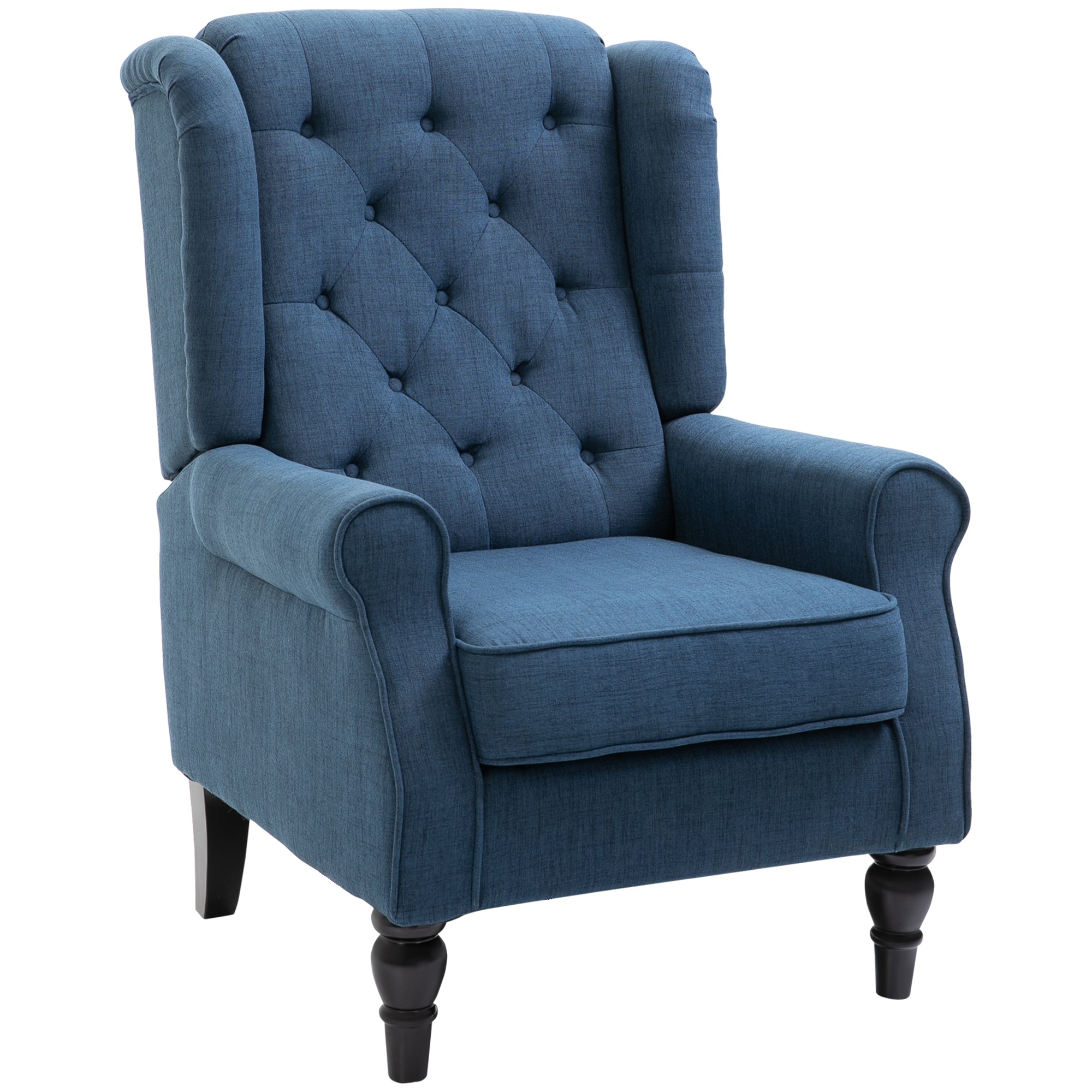 Retro Wingback Accent Chair for Living Room Comfort - Blue