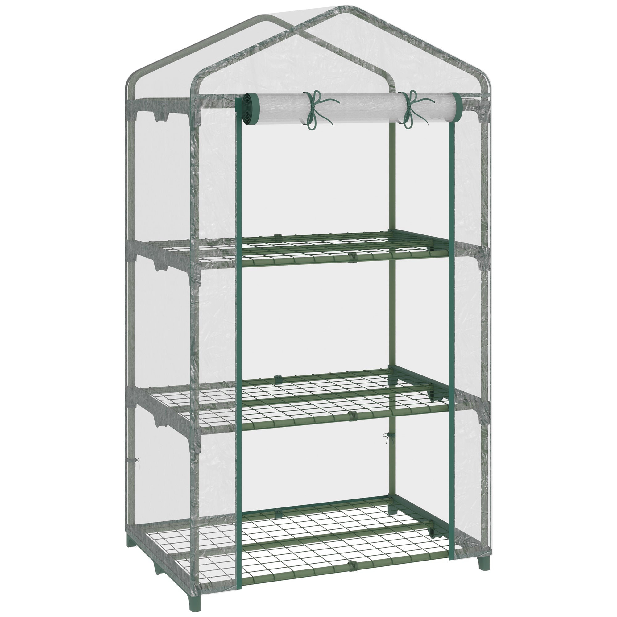 3 Tier Portable Mini Greenhouse with Wire Shelves - Clear