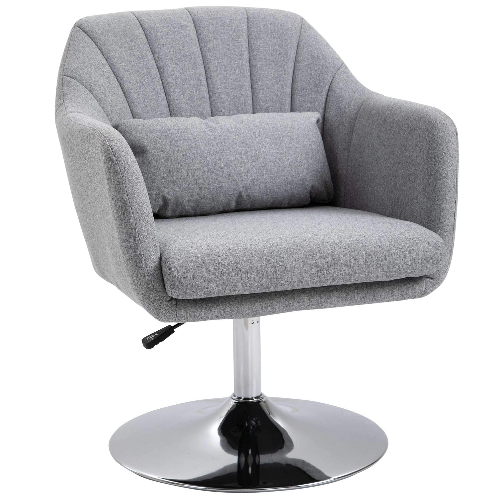 Contemporary Swivel Accent Chair with Adjustable Height and Lumbar Support - Neutral Colour