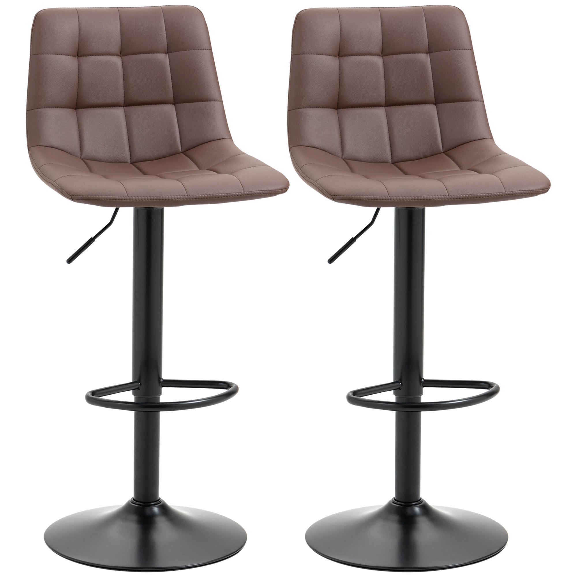 Adjustable 360 Degree Swivel Bar Stools Set of 2 - Brown