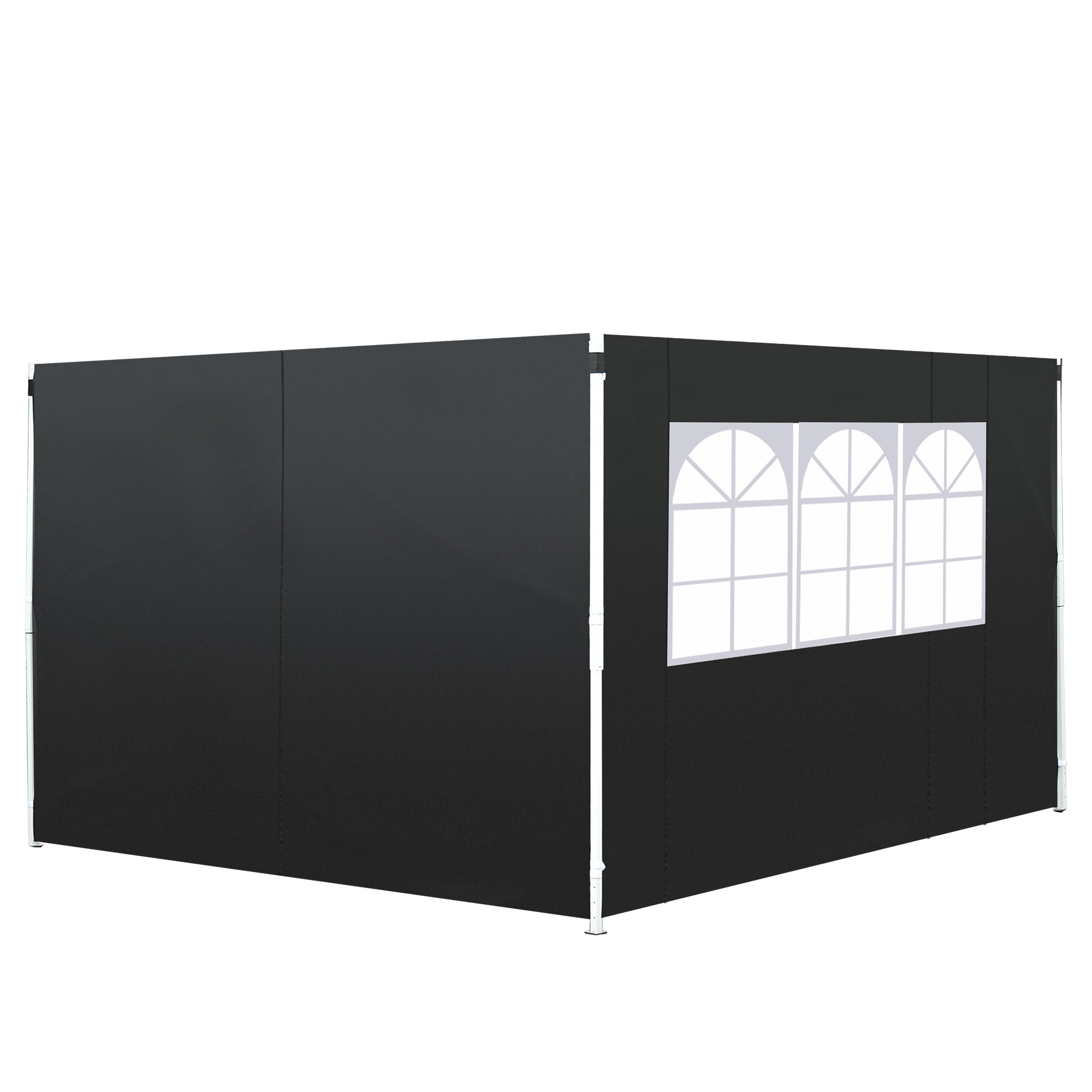 3m Gazebo Exchangeable Side Panels with Window for 3x3 Gazebo - Black