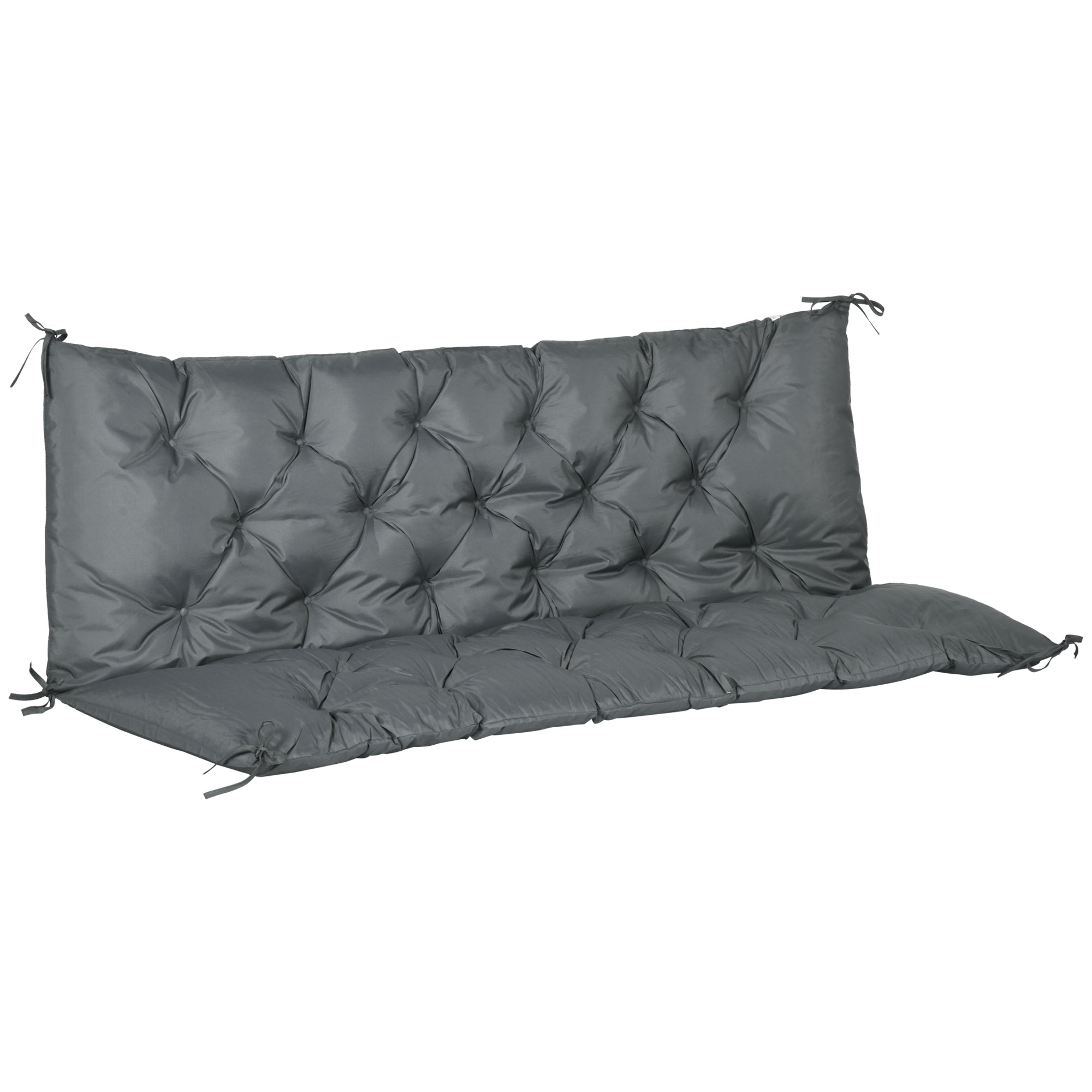 3 Seater Outdoor Bench Cushion with Back Support Dark Grey
