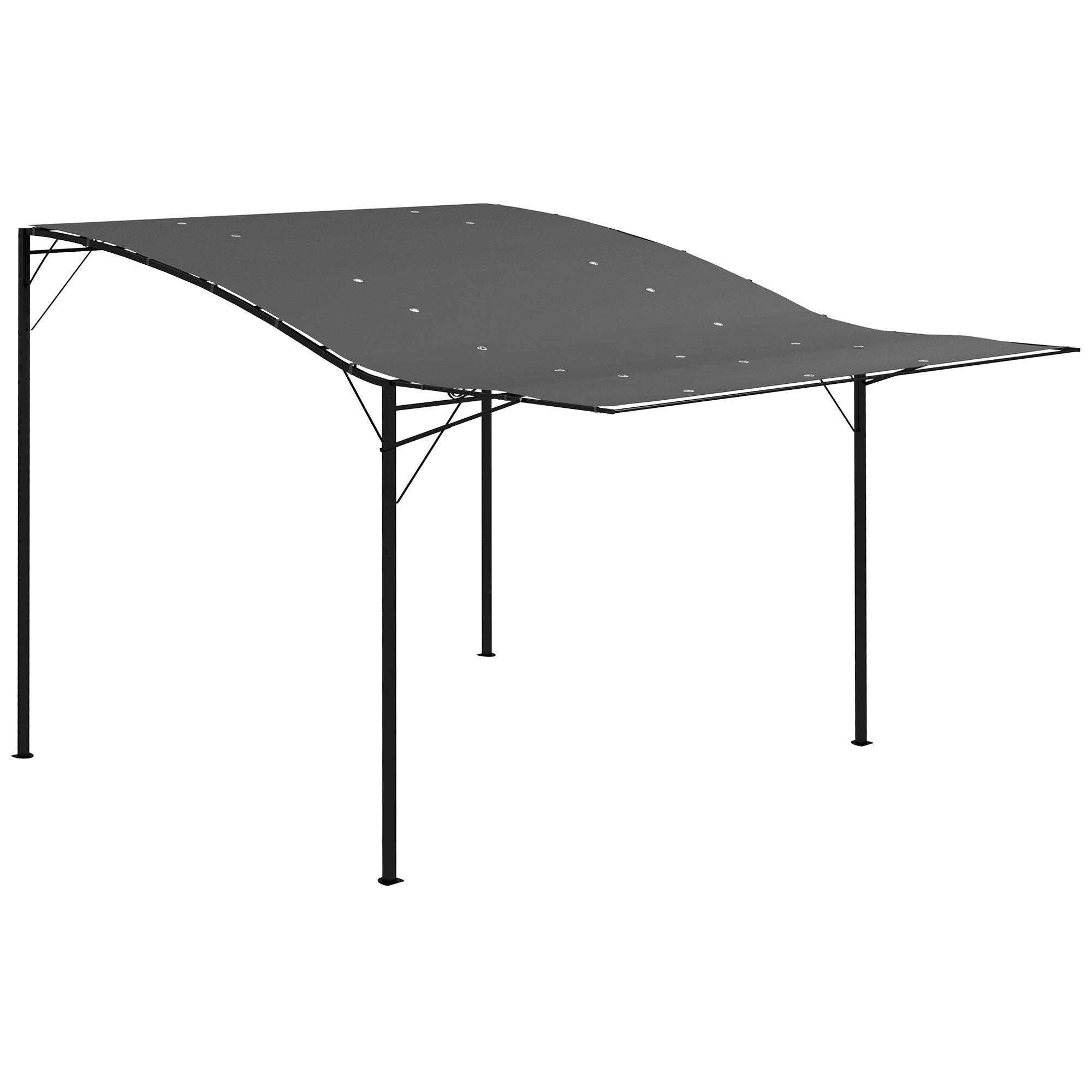 Spacious Metal Patio Gazebo with Adjustable Canopy - Charcoal Grey