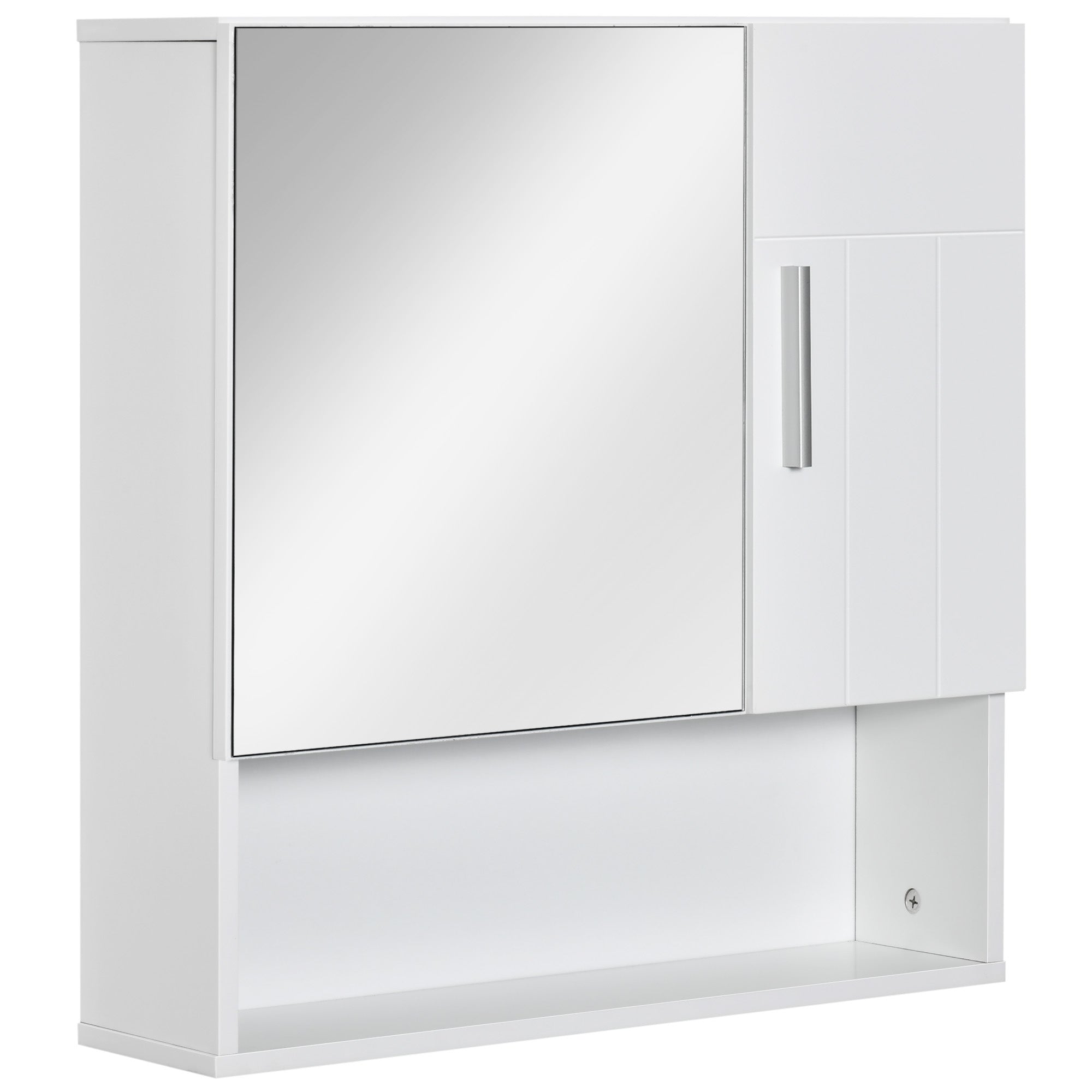 Wall Mounted Bathroom Mirror Cabinet with Adjustable Shelves - White