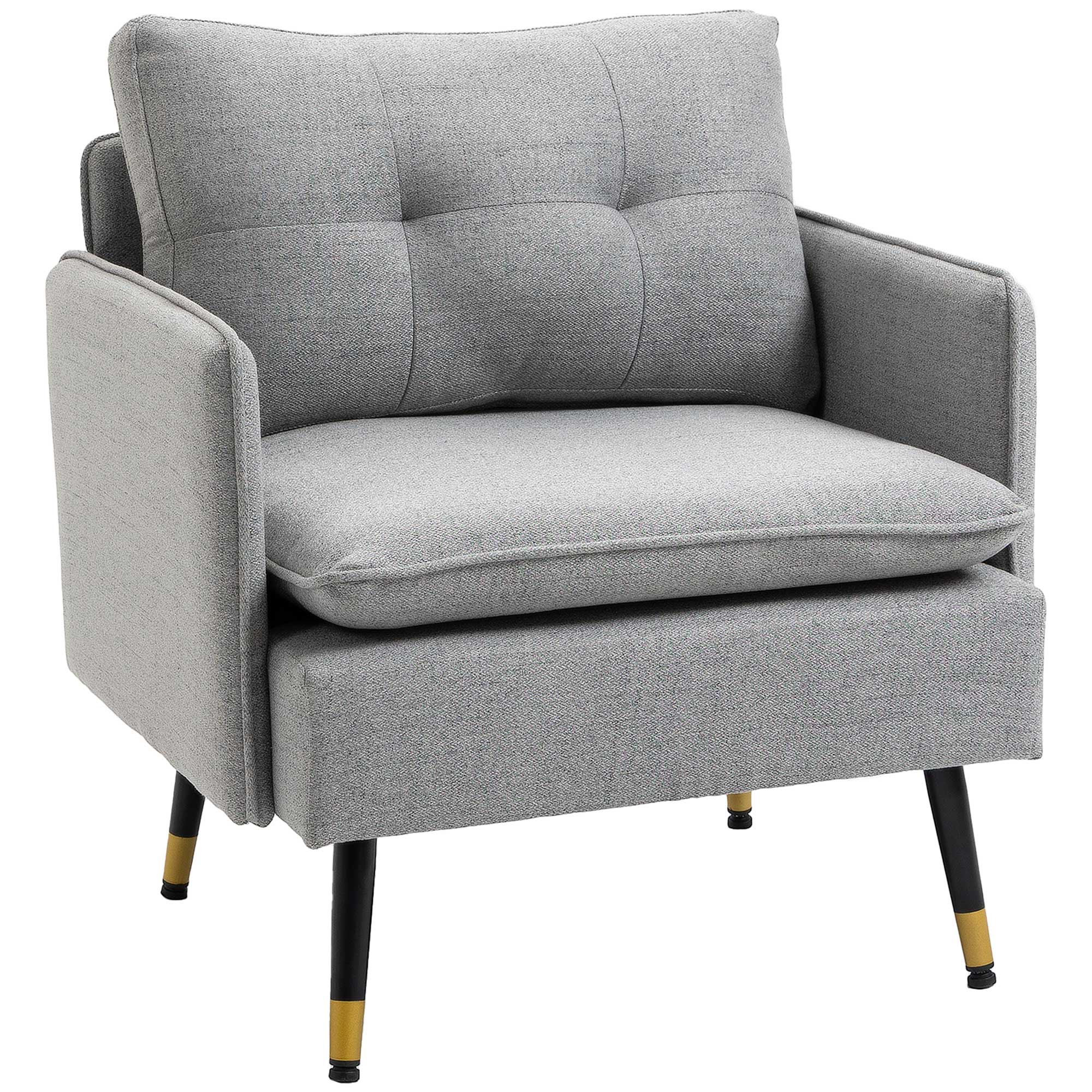 Modern Upholstered Accent Chair with Button Tufting - Grey