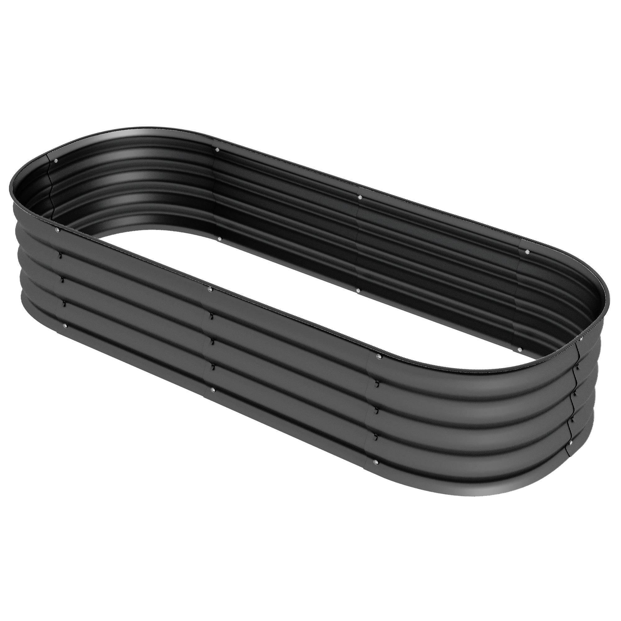 Galvanised Raised Garden Bed with Safety Edging - Dark Grey Metal Planter Box