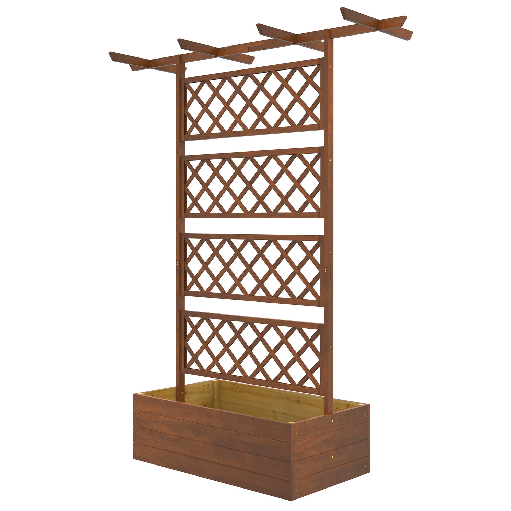 Wooden Raised Garden Bed Planter Box with Trellis and Roof - Orange