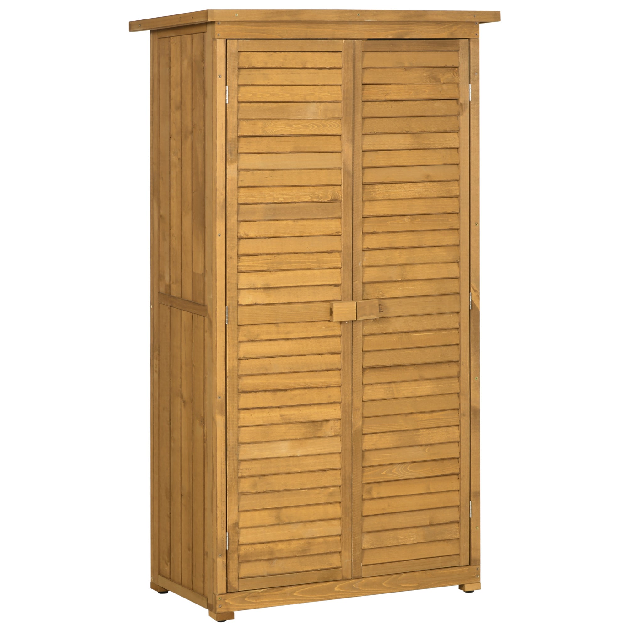 Wooden Garden Storage Shed with 3-Tier Shelves and Asphalt Roof