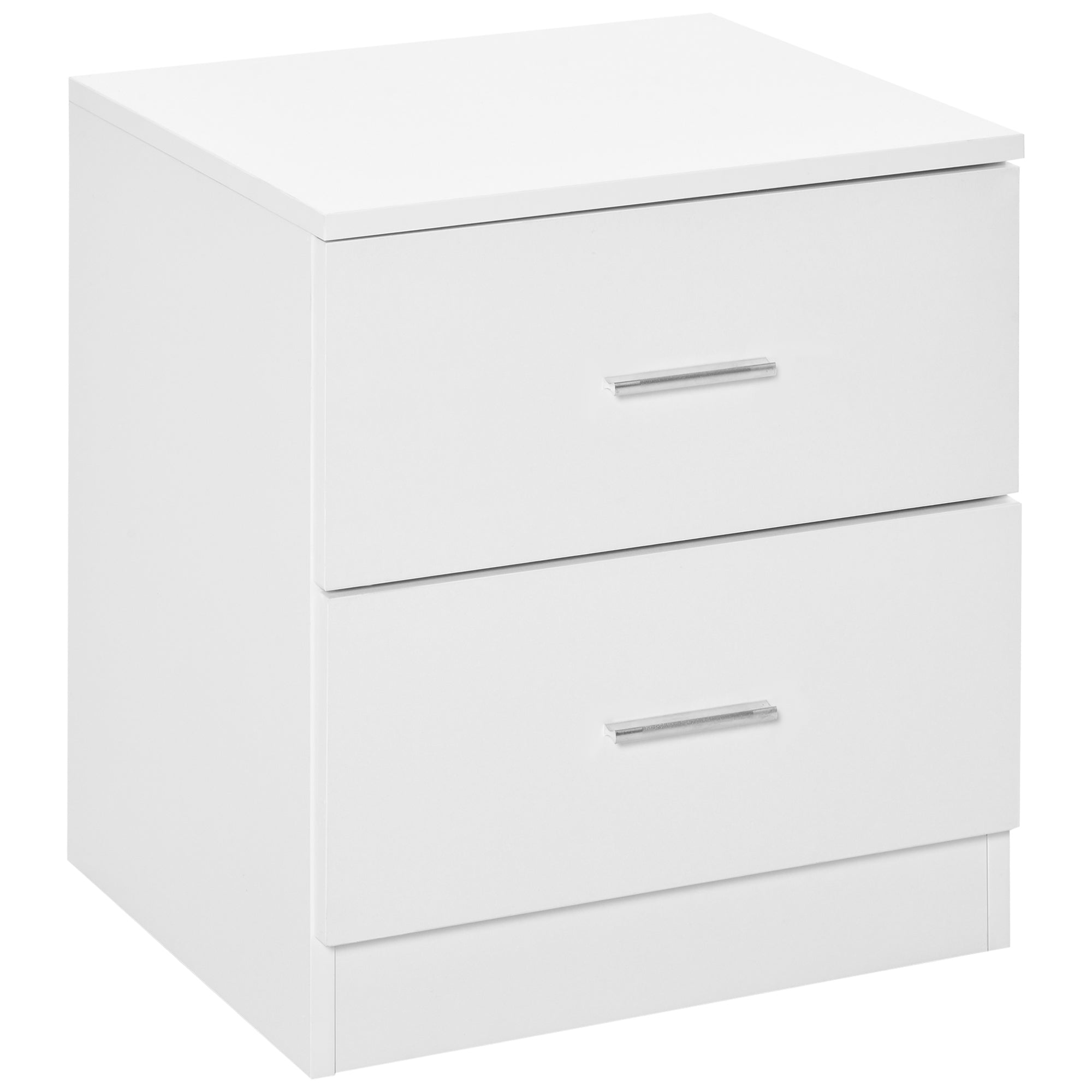 Modern Bedside Table with 2 Drawers for Bedroom and Living Room - White