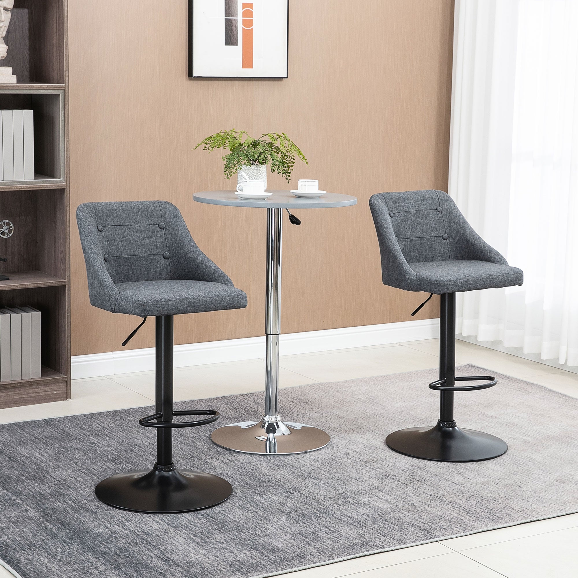 Modern Adjustable Swivel Bar Stools Set of 2 - Dark Grey