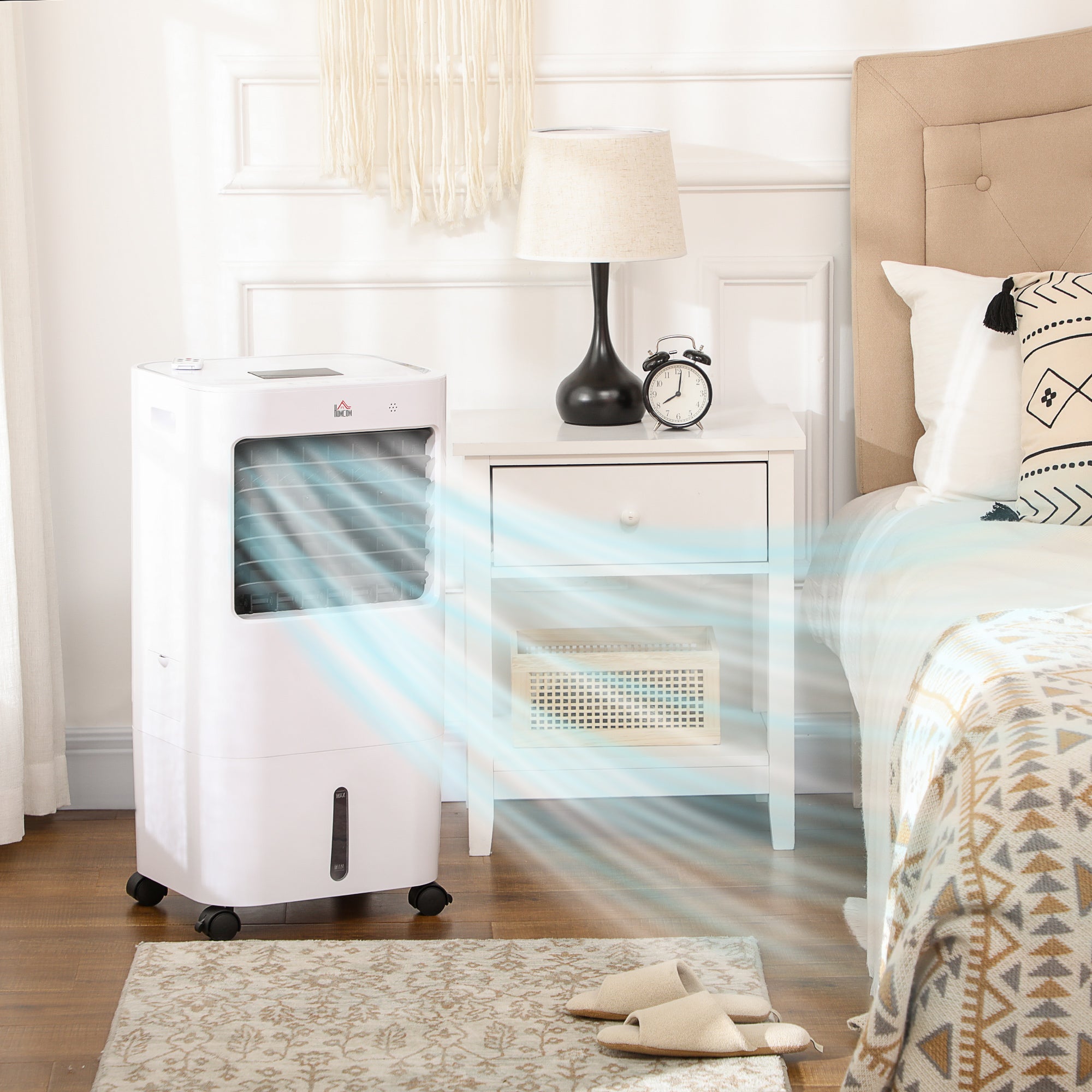 Mobile Air Cooler with 15L Water Tank and Oscillation - White