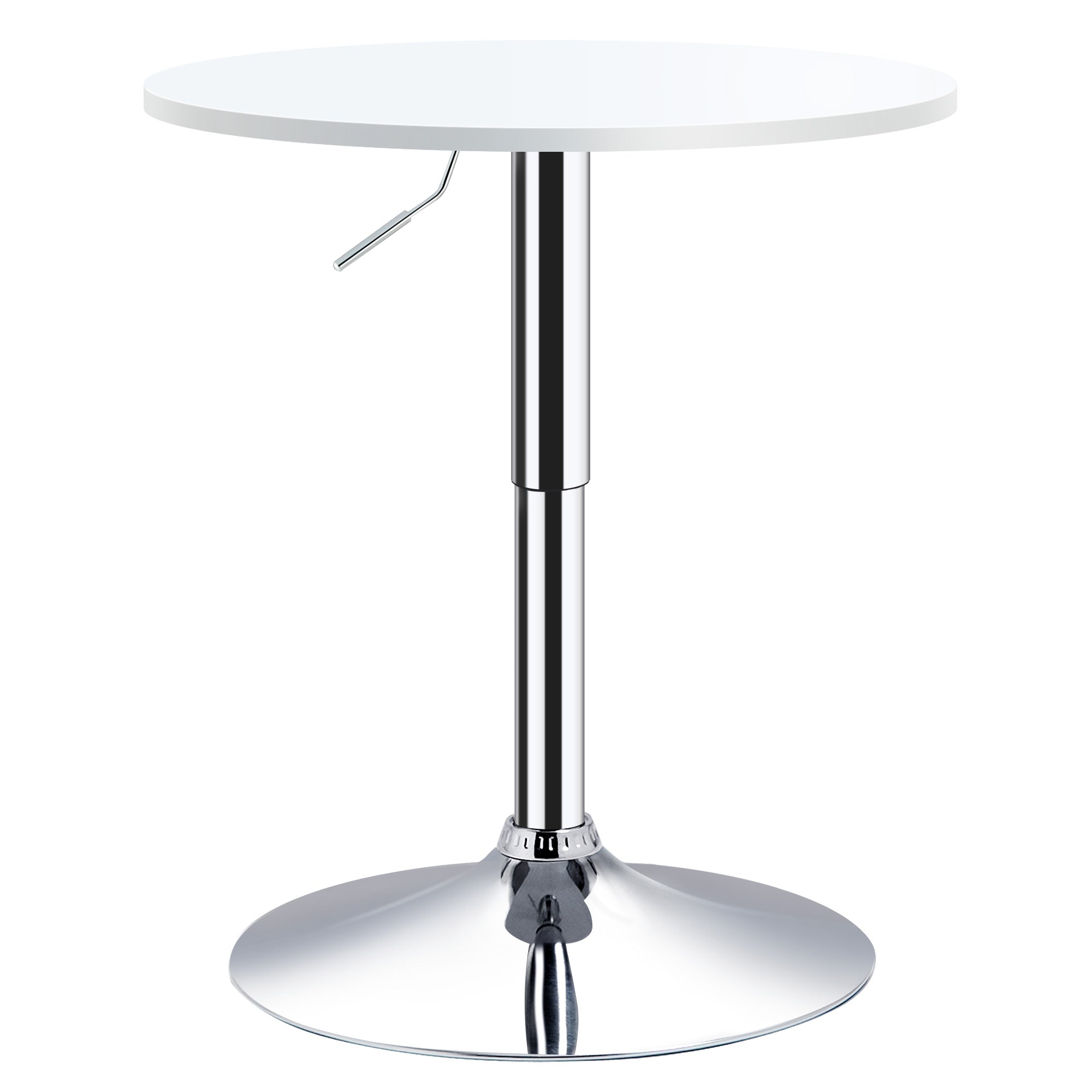 Adjustable Height Round Bistro Table with Swivel Top - White