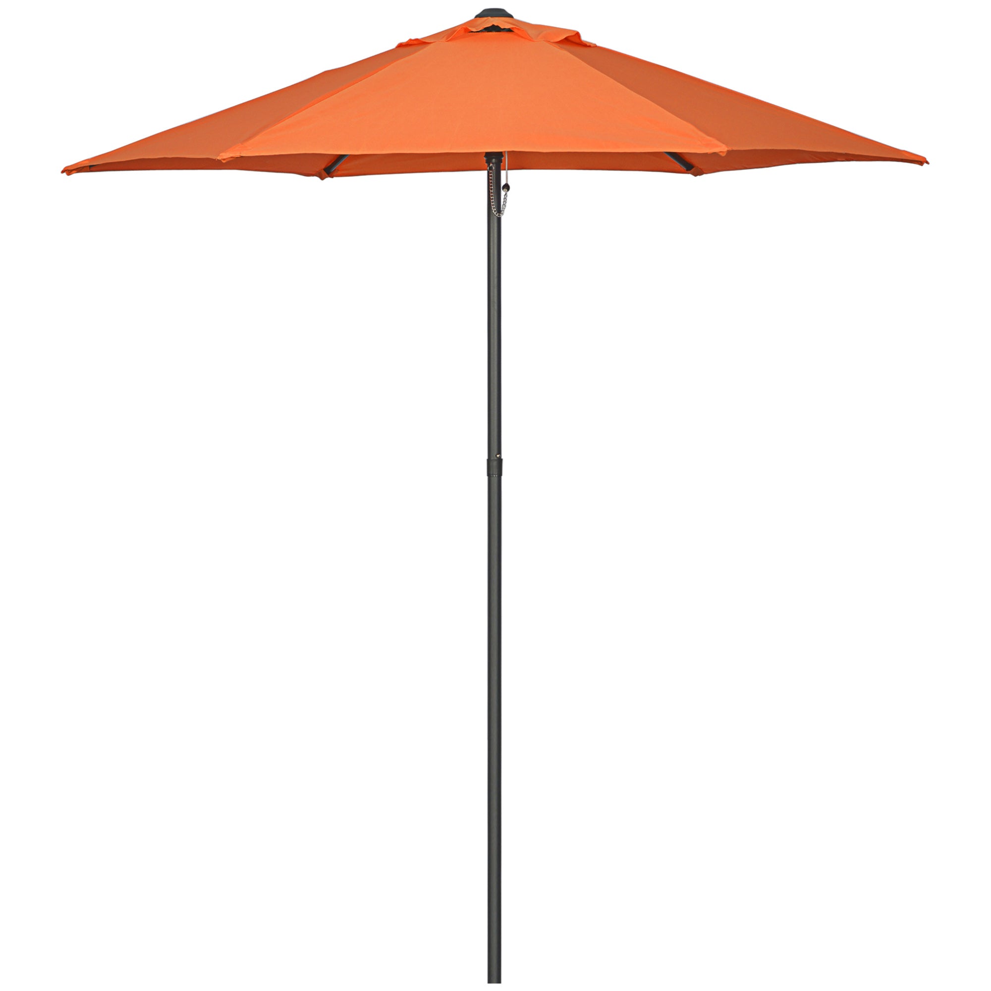 2m Patio Parasol Umbrella with 6 Sturdy Ribs for Garden, Balcony, Bench - Orange