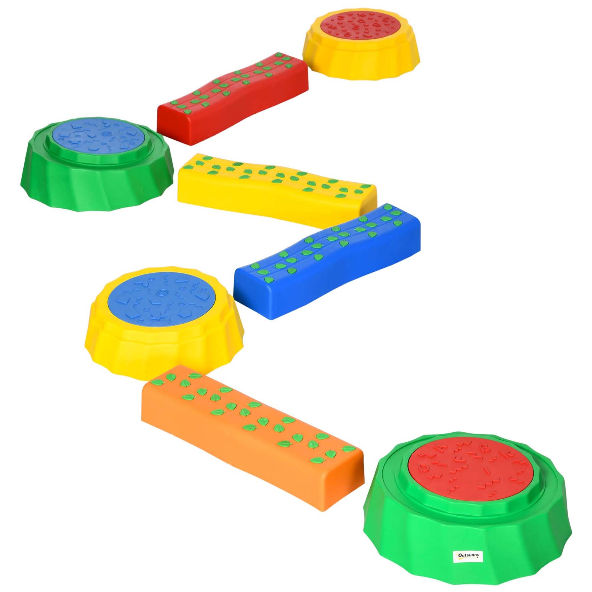 8 Piece Kids Balance Beam Set with Non-Slip Surface - Multicolour