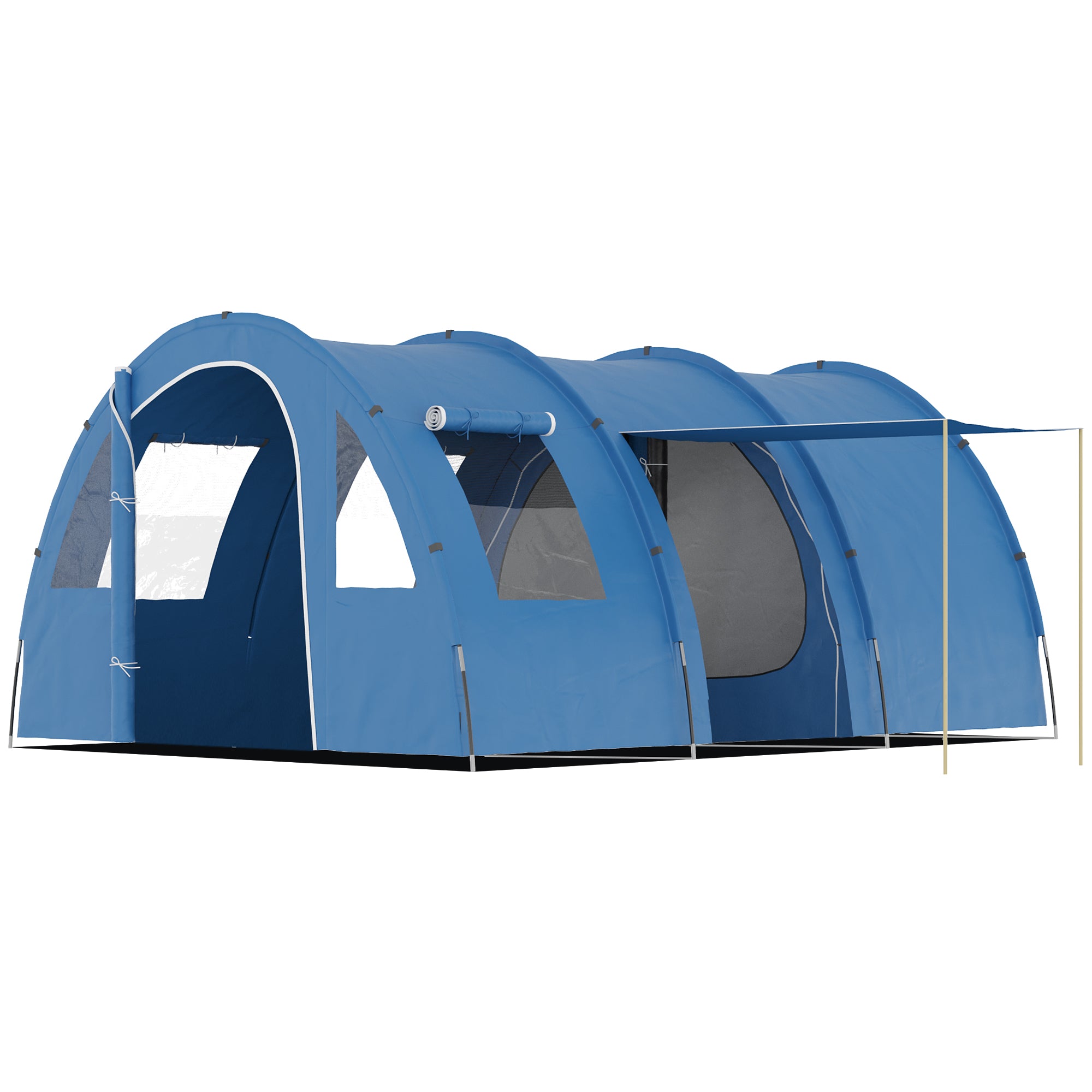 5-6 Man Tunnel Tent with Sewn-In Floor and Carry Bag - Waterproof Green