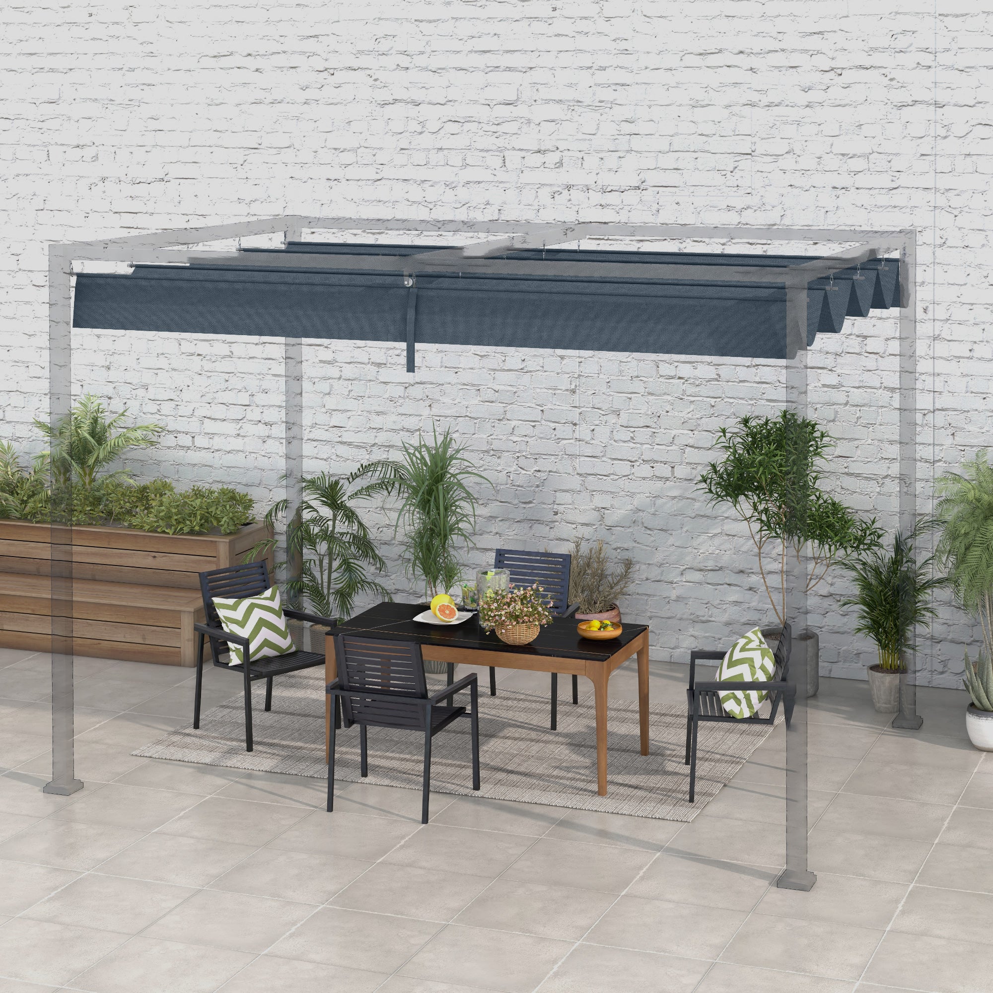Retractable Pergola Roof Cover UV30+ Protection 286x245cm for 84C-175 Frame - Dark Grey