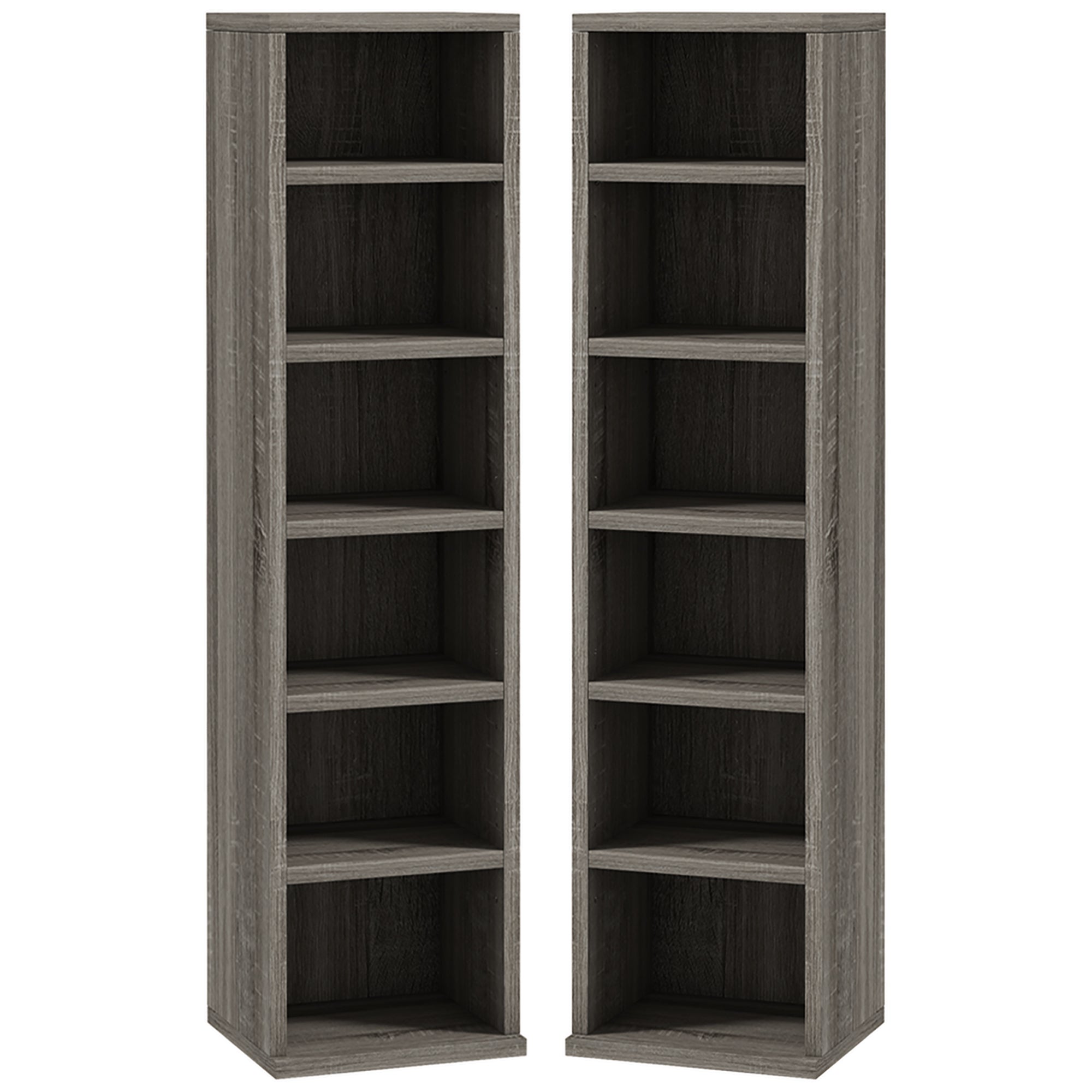 CD Media Display Shelf Unit Tower Rack with Adjustable Shelves, Set of 2