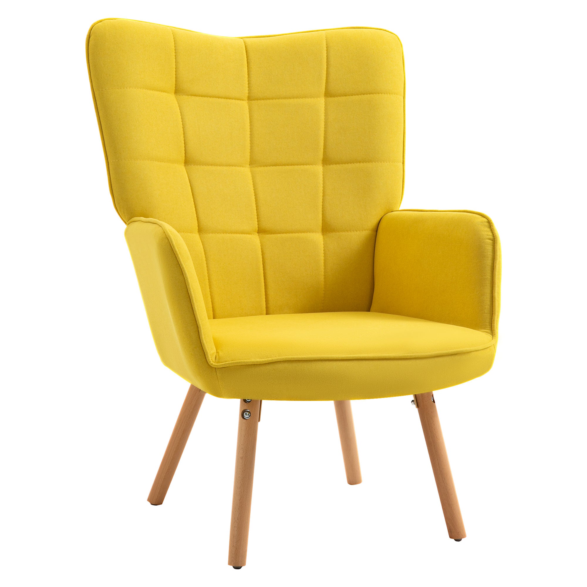 Modern Velvet-Touch Wingback Accent Chair for Comfortable Lounge - Yellow