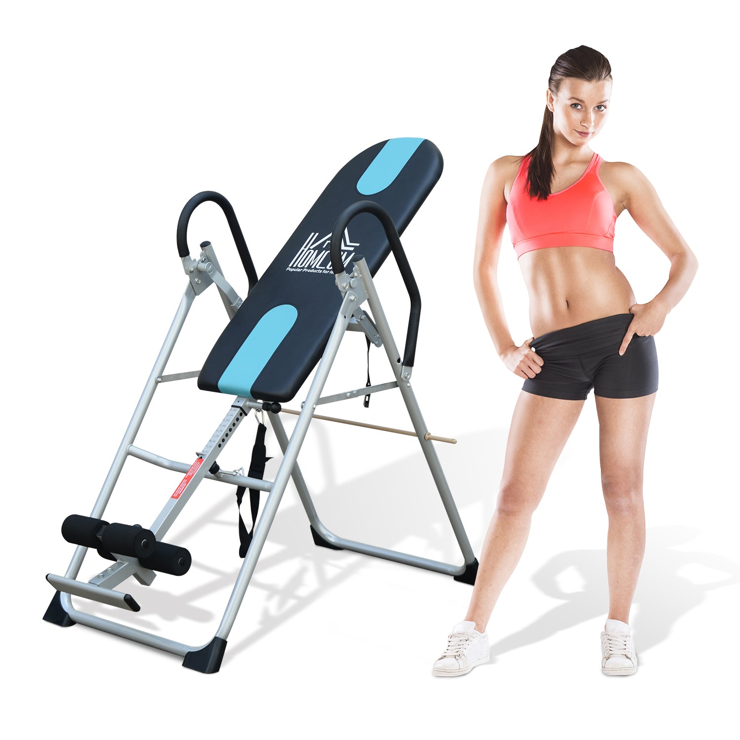 Foldable Gravity Inversion Table for Back Pain Relief - Black