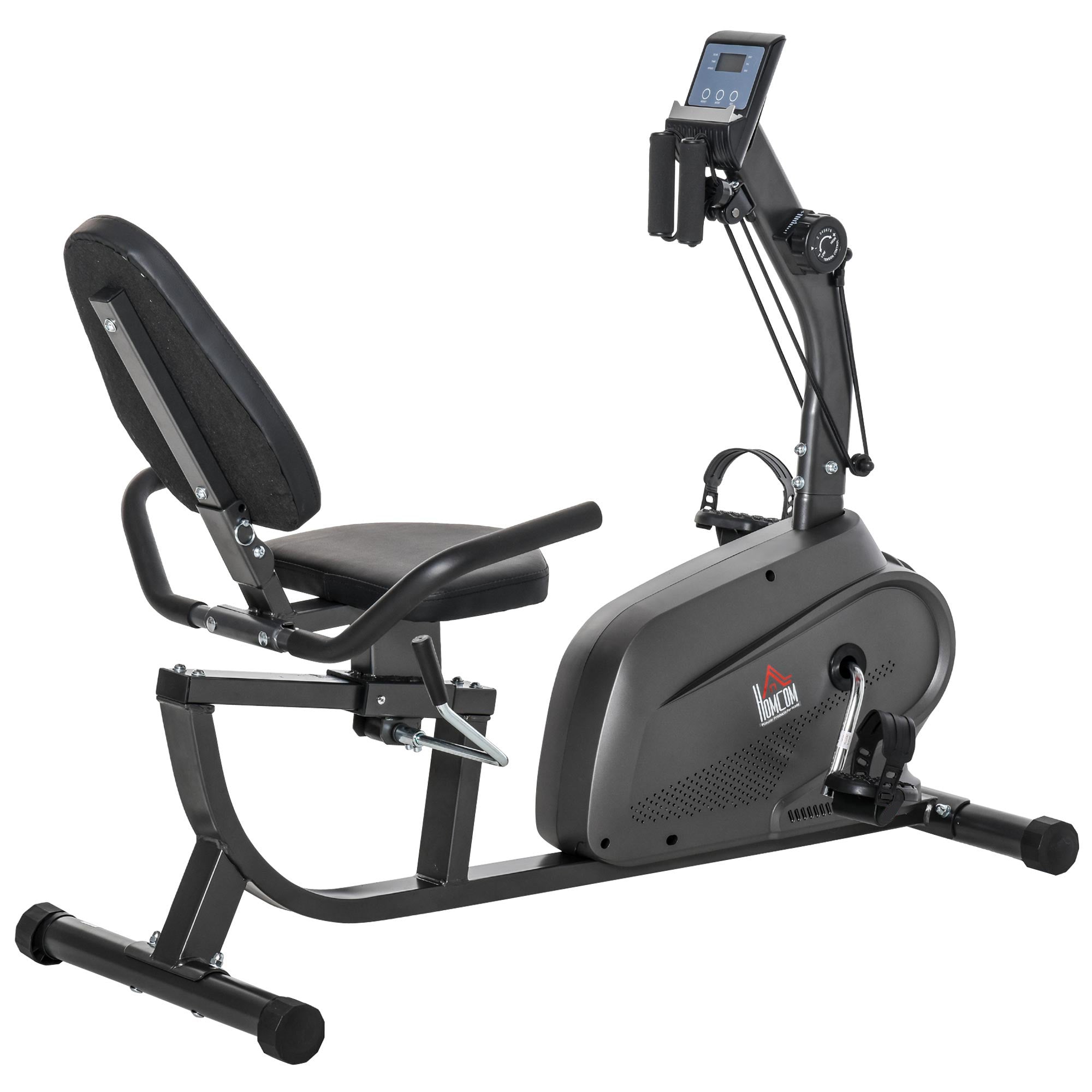Magnetic Resistance Recumbent Exercise Bike with LCD Monitor - Black