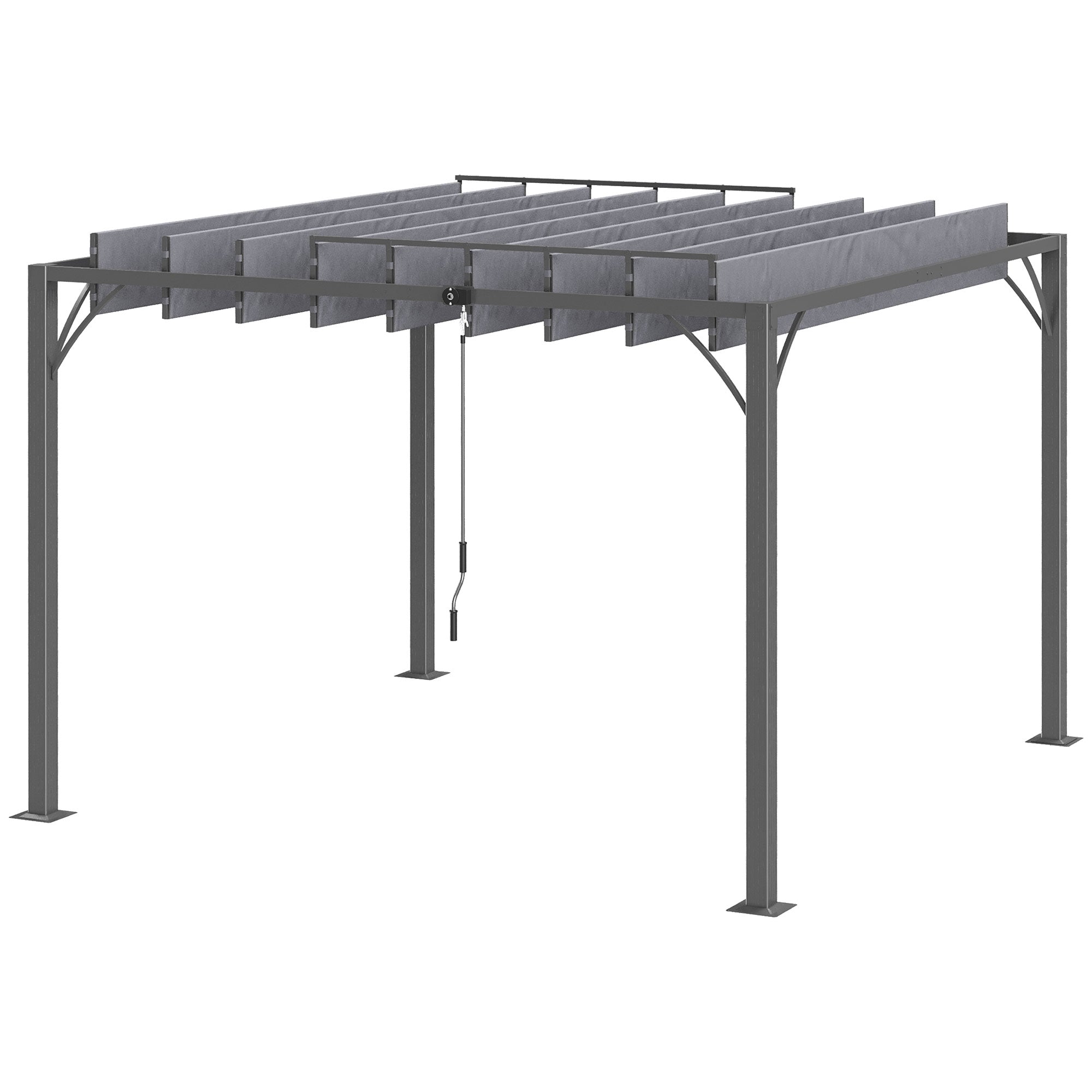 3 x 3 Metre Aluminium Outdoor Pergola with Retractable Roof Grey